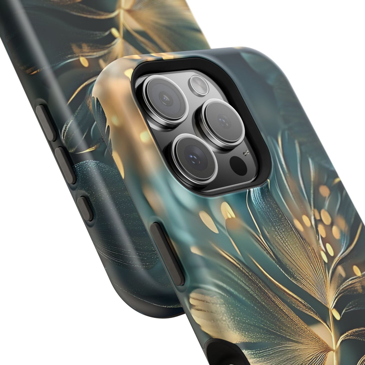 Green Floral Magnetic Tough Cases - iphone Magsafe Dual layer case for extra durability