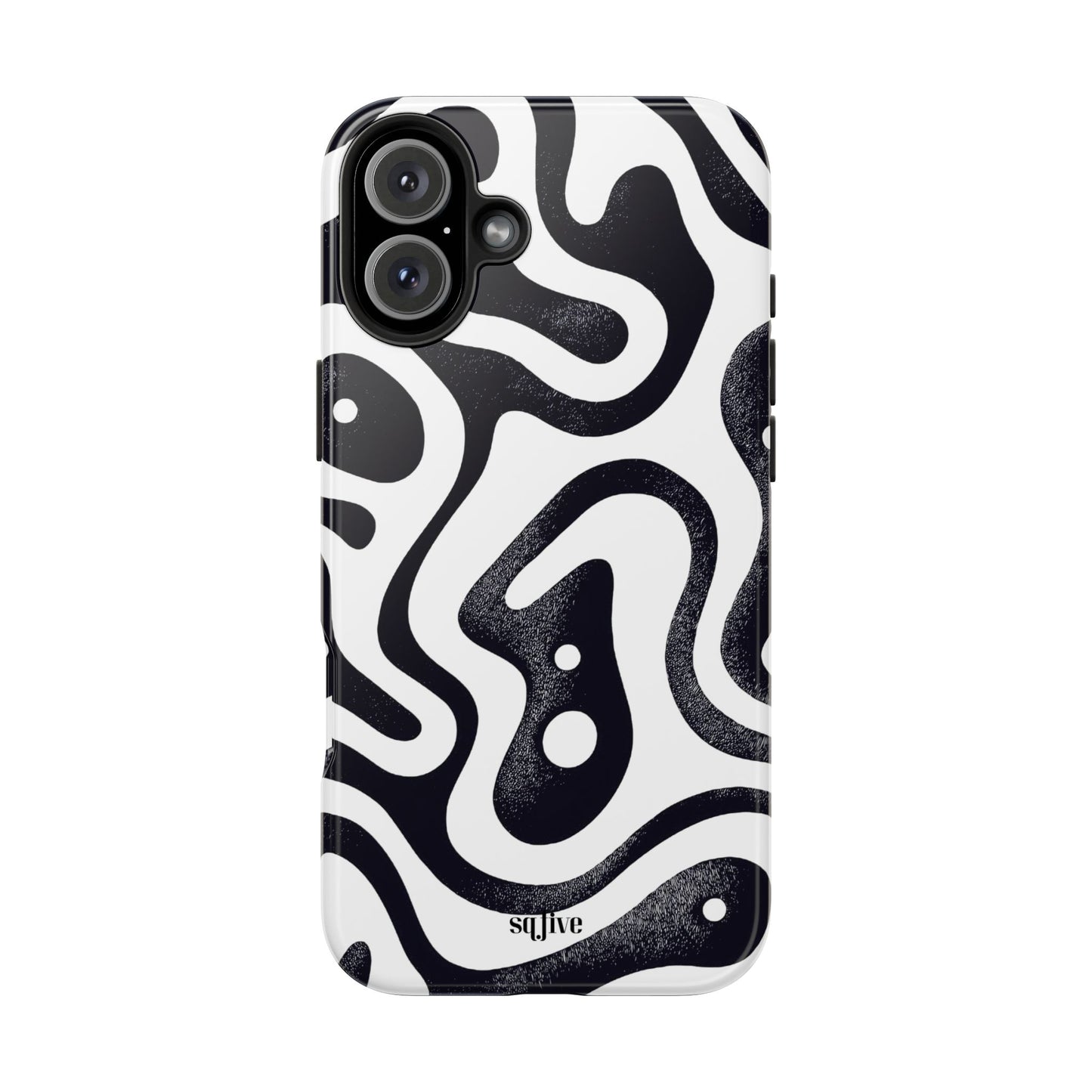 Black White wavy pattern Tough Phone Cases