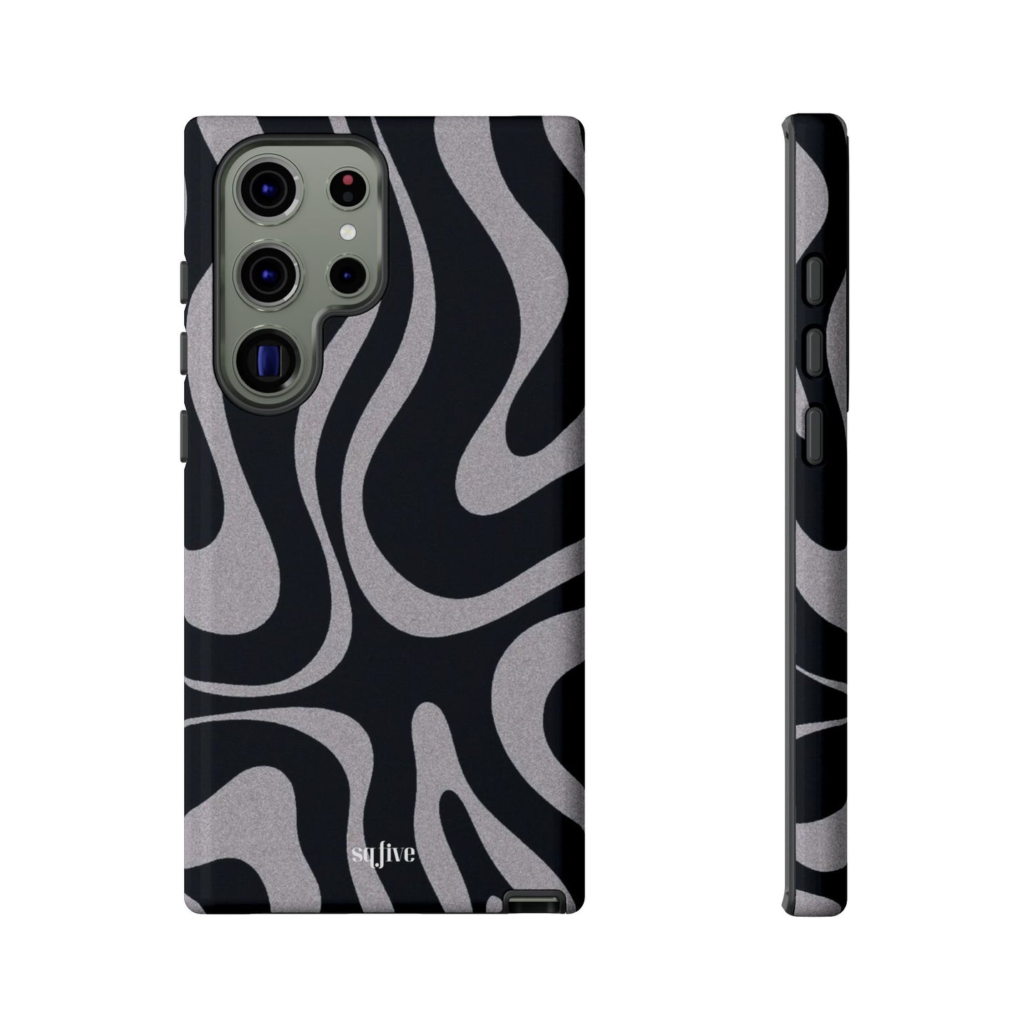 Black Grey Swirl Tough Cases