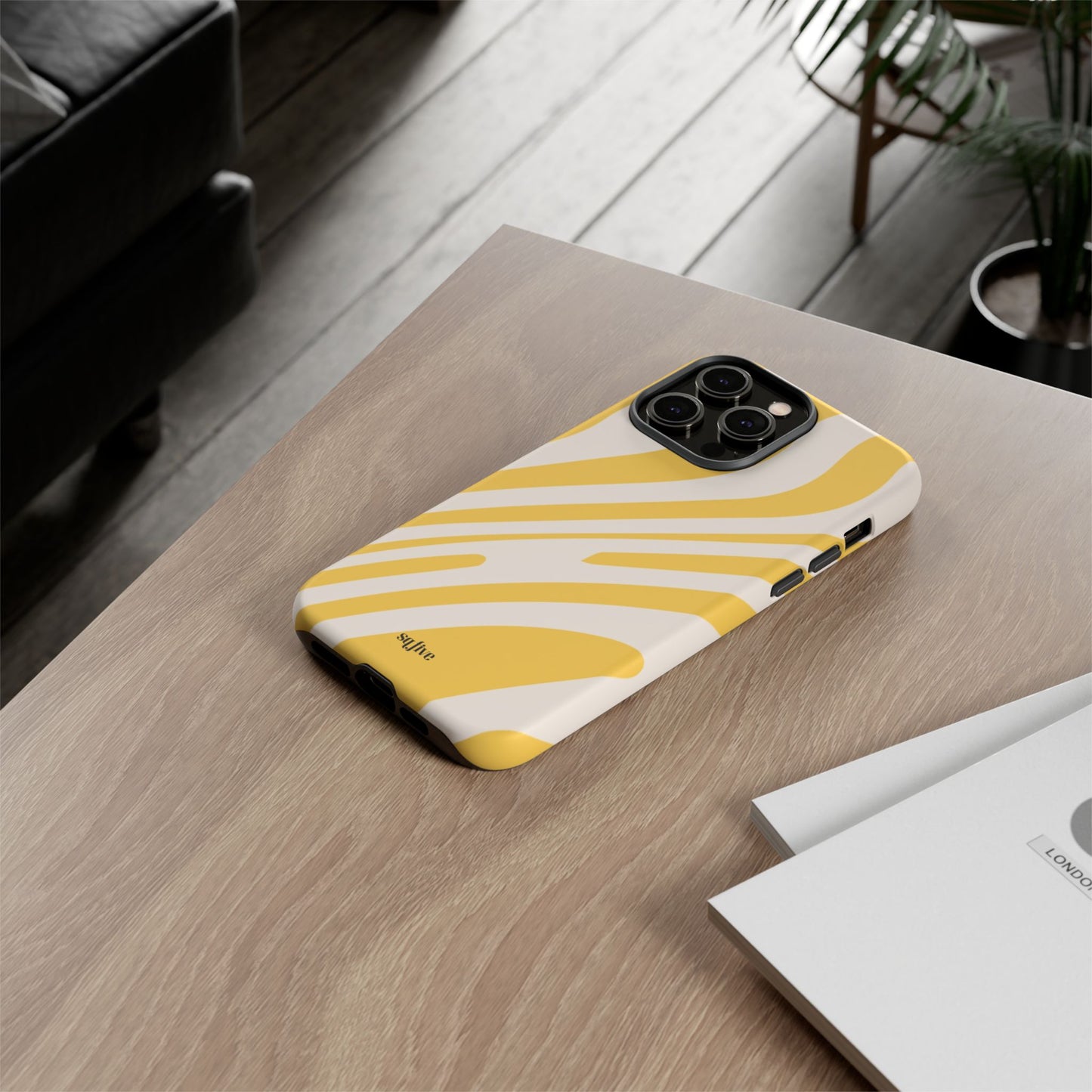 Yellow Bold Wavy lines Tough Cases