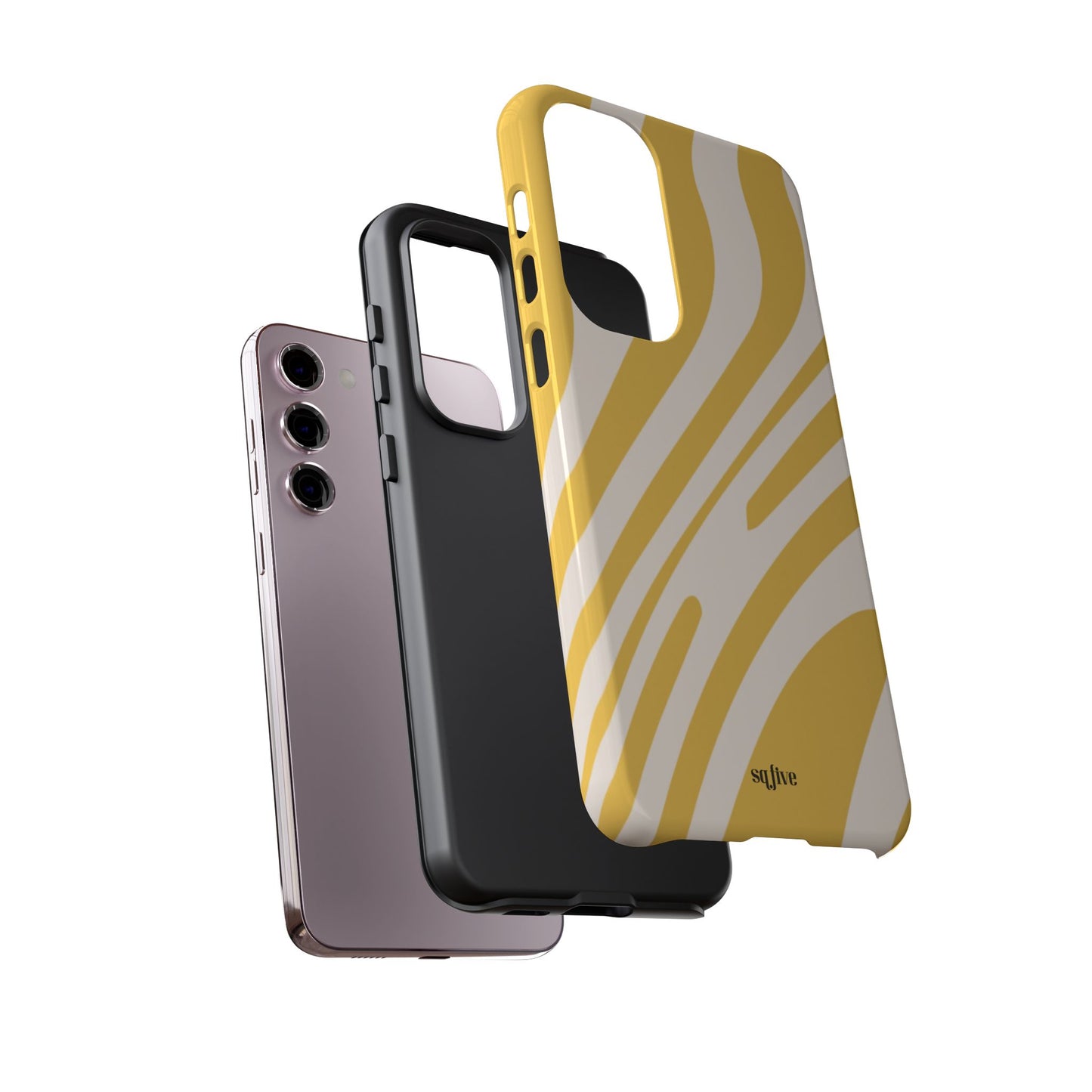 Yellow Bold Wavy lines Tough Cases