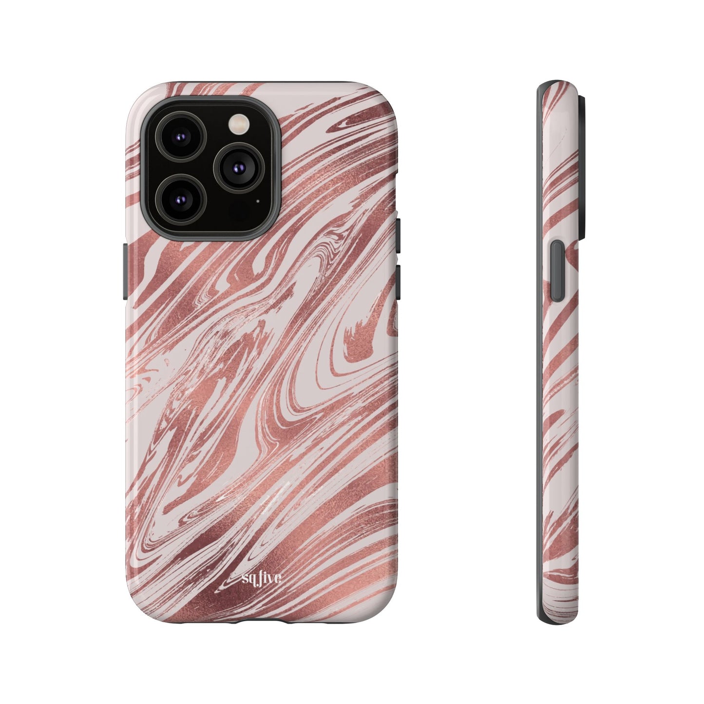 Rose Gold Marble Finish Phone Case, Stylish Phone Cover, Tough Protective Case, Trendy Accessory