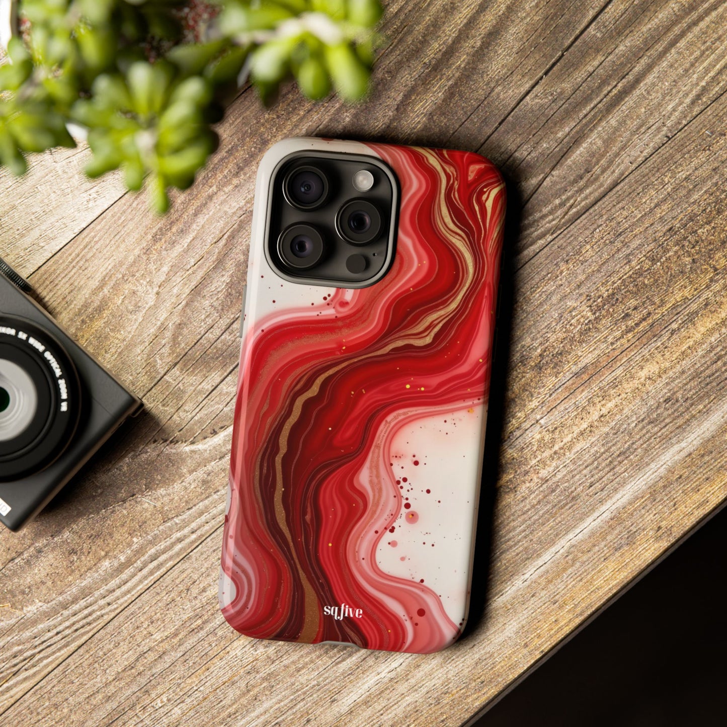 Abstract Marble Phone Case | Tough Cases, Artistic Phone Cover, Red Marble Design, Gift for Her, Trendy Cell Phone Accessories