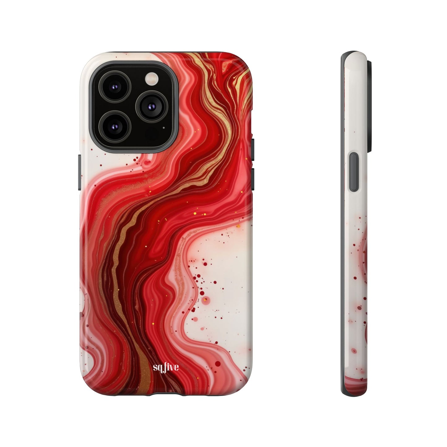 Abstract Marble Phone Case | Tough Cases, Artistic Phone Cover, Red Marble Design, Gift for Her, Trendy Cell Phone Accessories