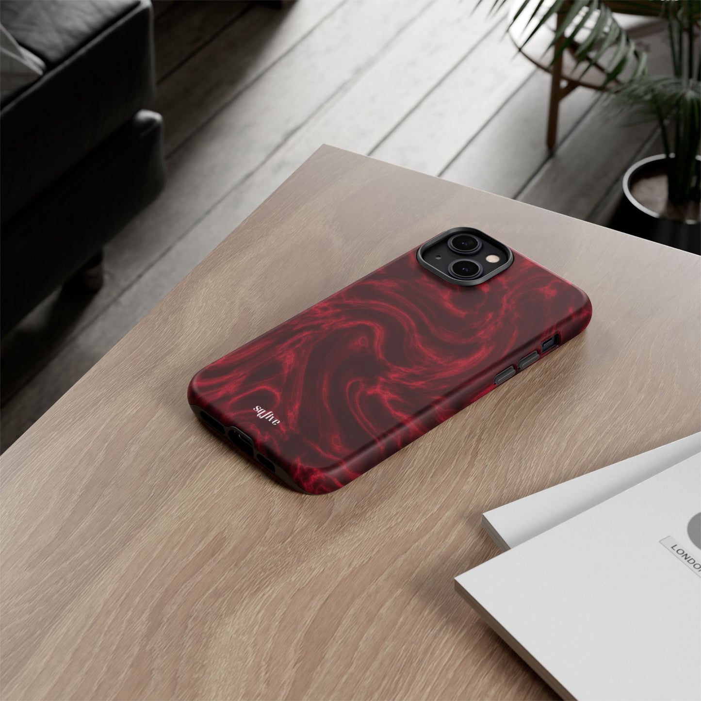 Red Wavy pattern Tough Cases