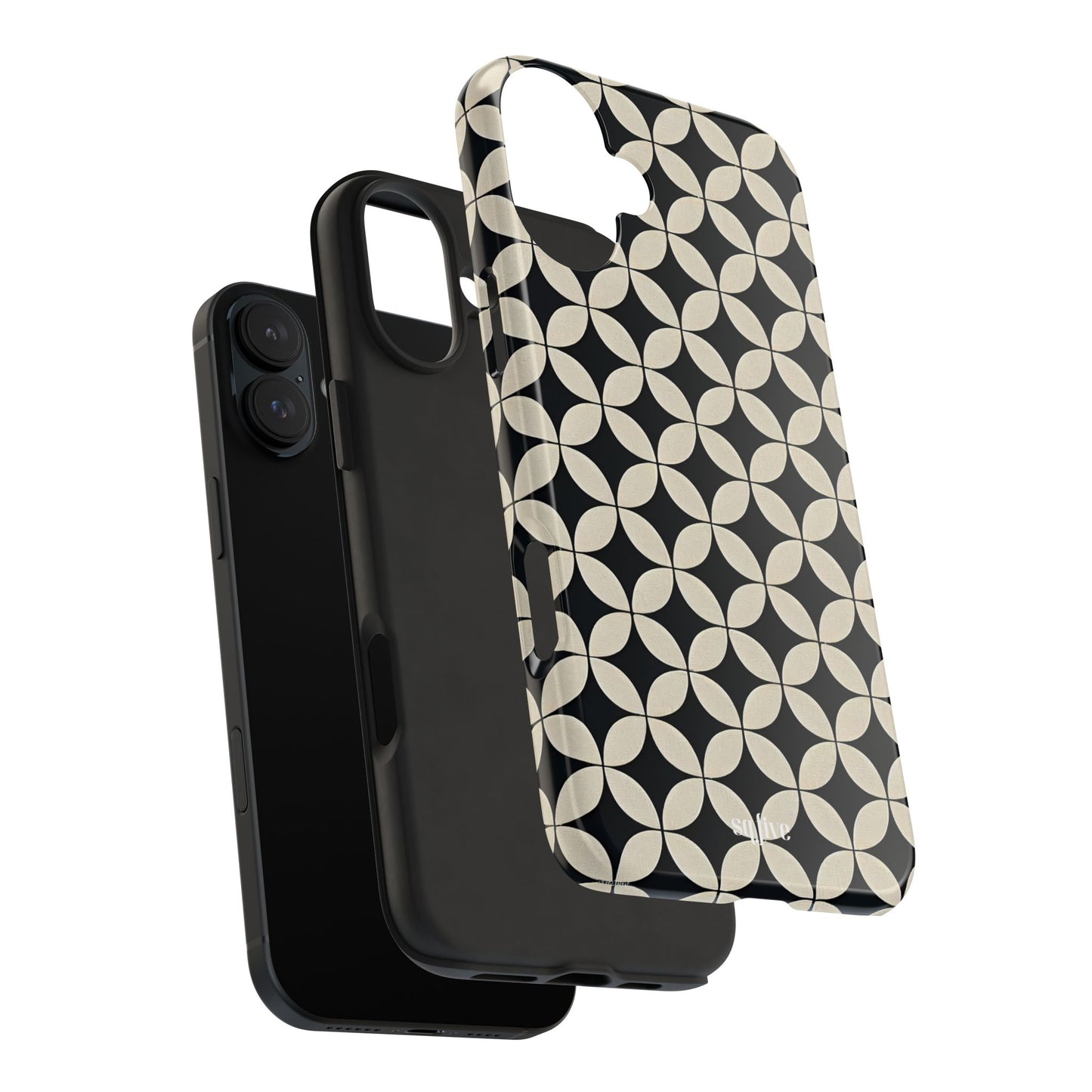 Stylish Tough Phone Case for Trendsetters, Black & Cream Pattern, Durable Protection, Unique Gift, Modern Design, Everyday Use