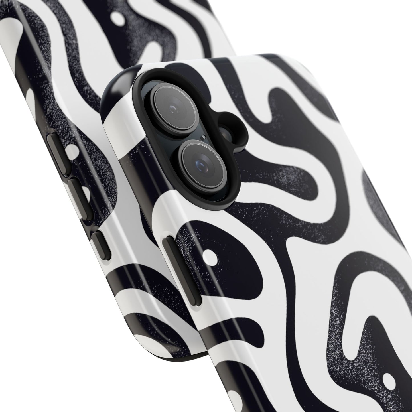 Black White wavy pattern Tough Phone Cases