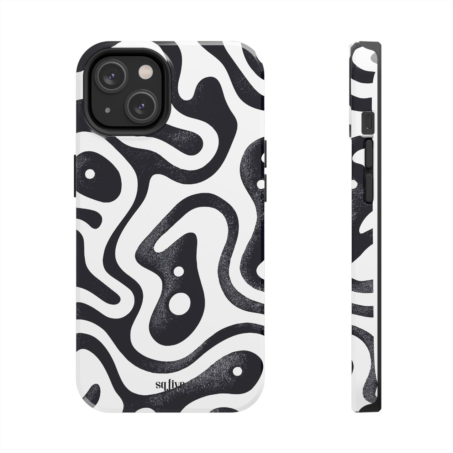 Black White wavy pattern Tough Phone Cases