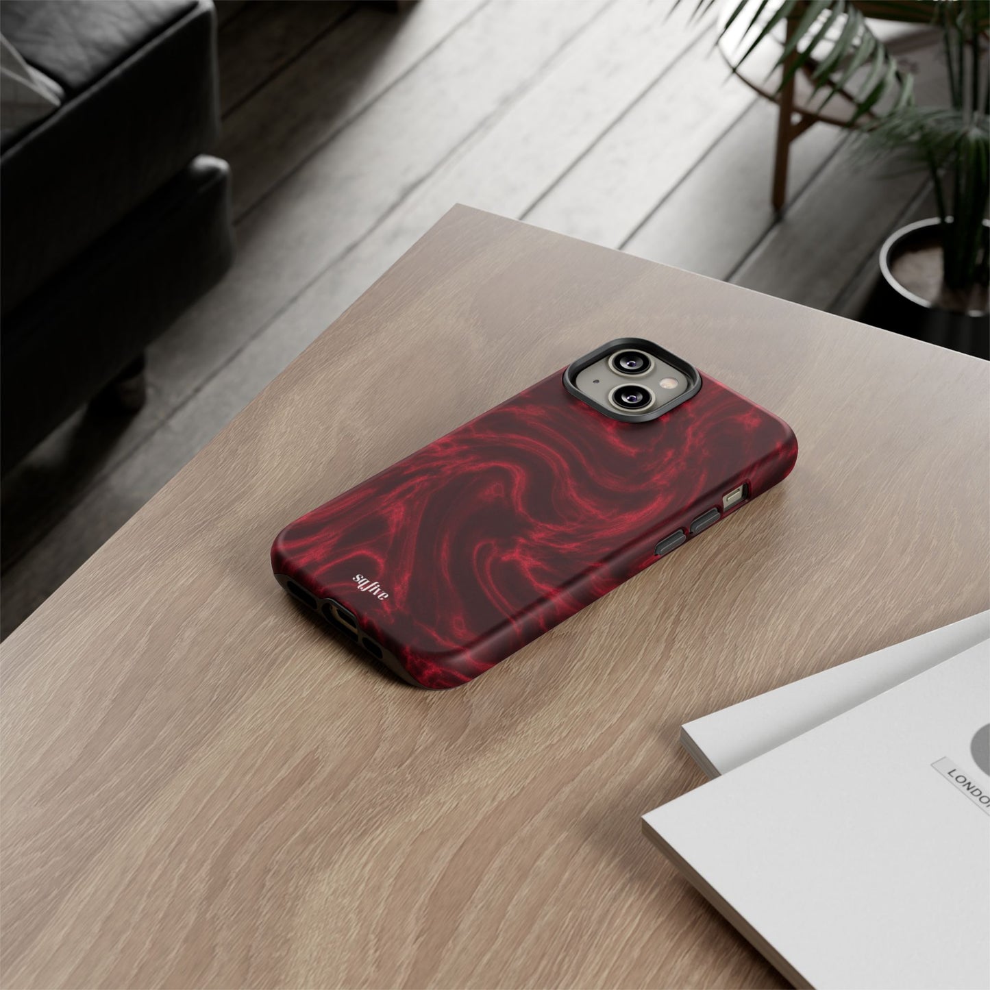 Red Wavy pattern Tough Cases