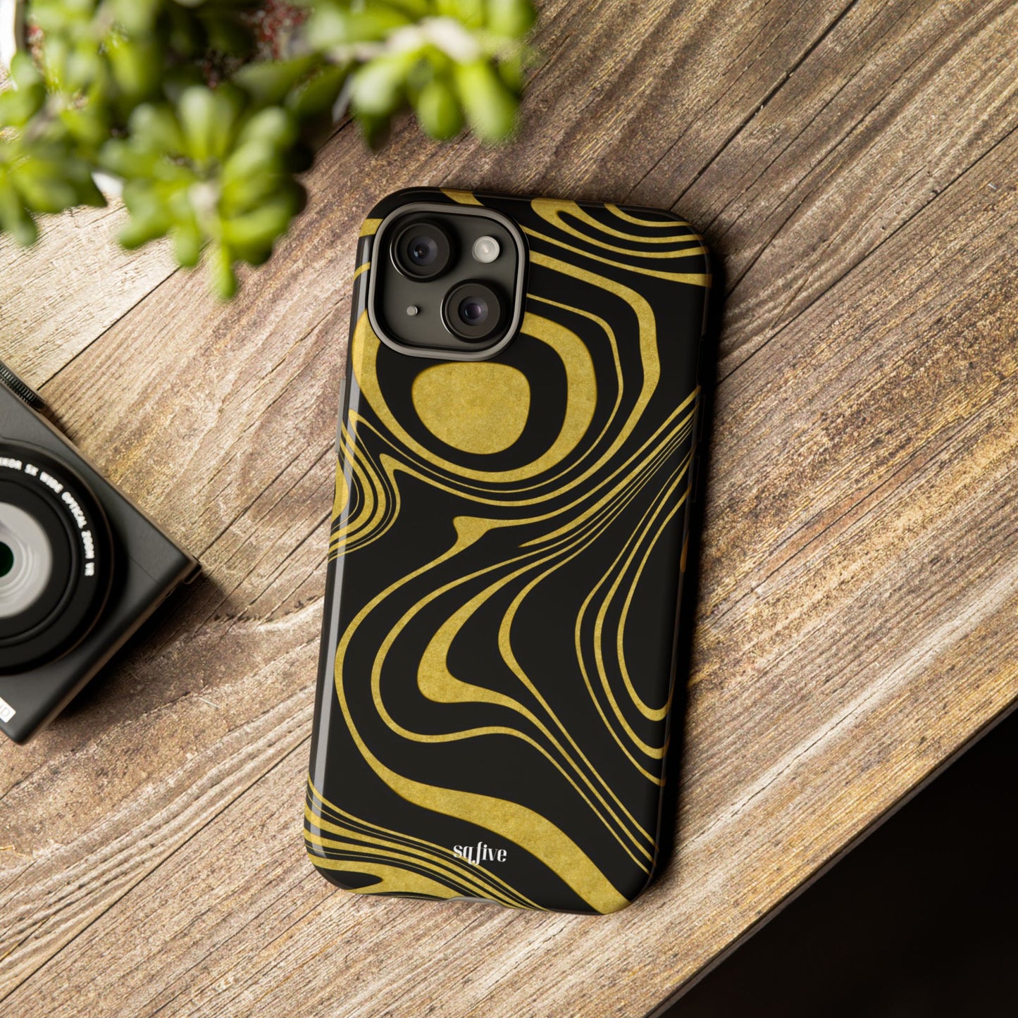 Black Yellow Wavy Tough Cases