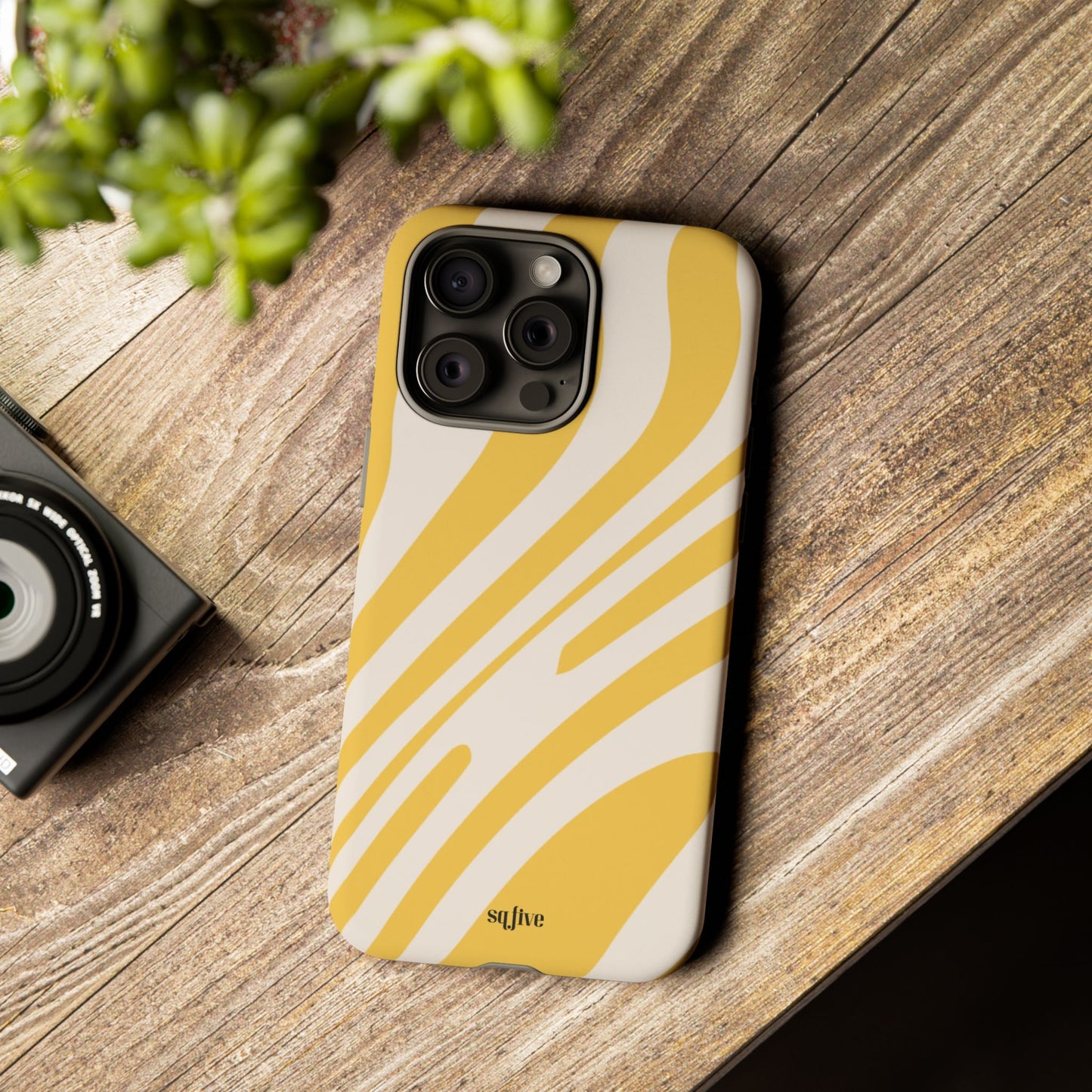 Yellow Bold Wavy lines Tough Cases