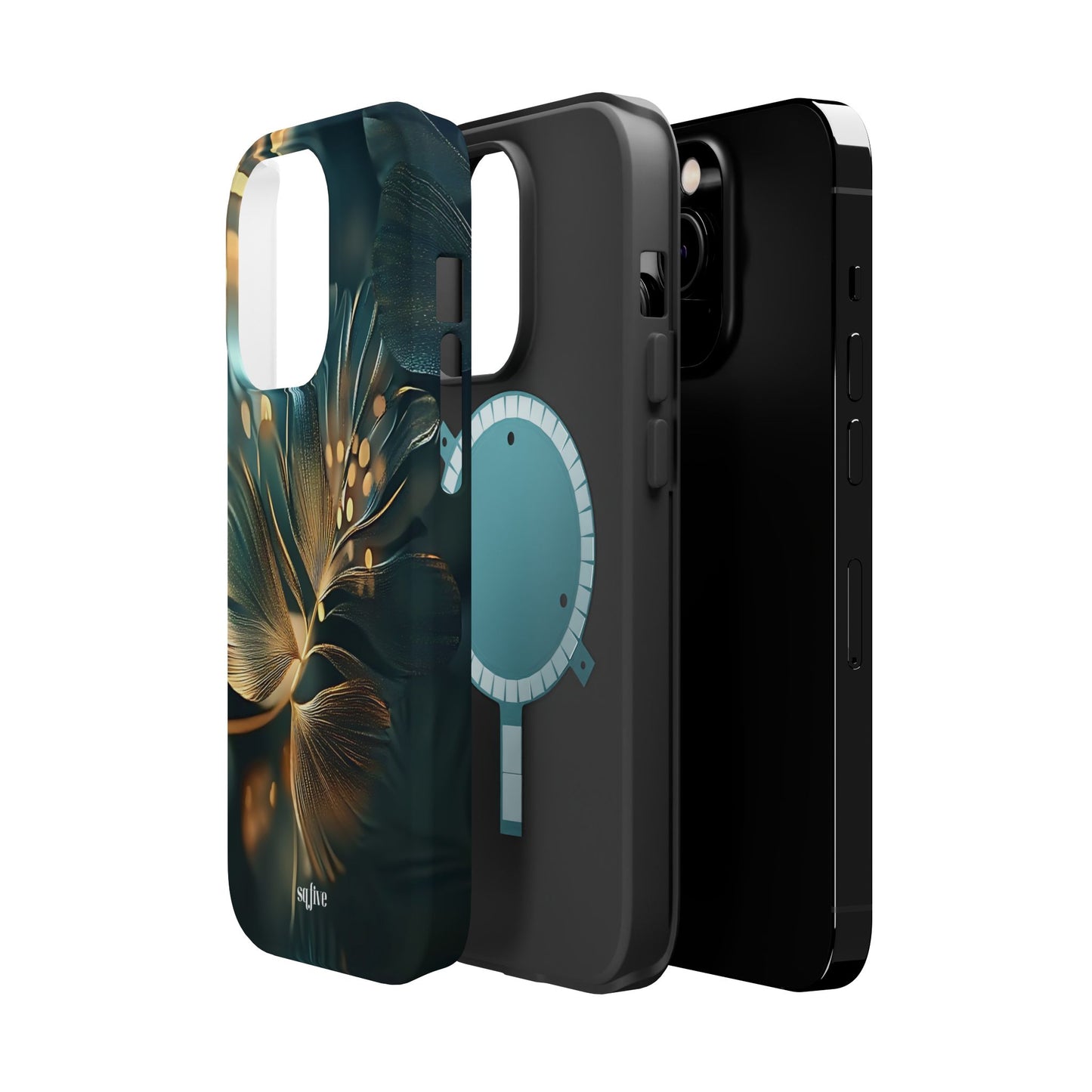 Green Floral Magnetic Tough Cases - iphone Magsafe Dual layer case for extra durability