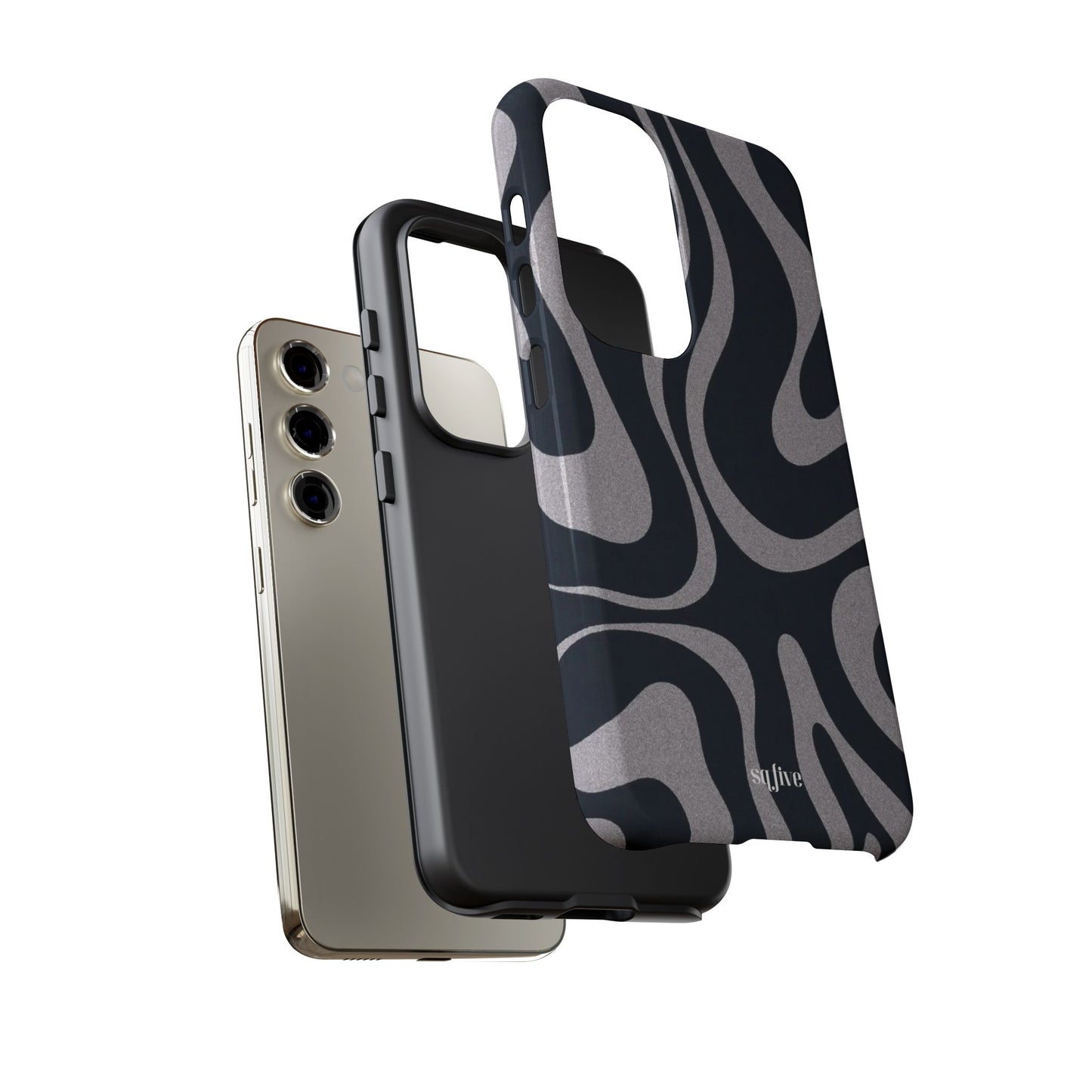 Black Grey Swirl Tough Cases