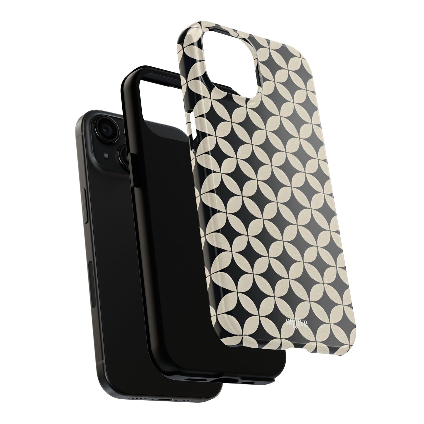 Stylish Tough Phone Case for Trendsetters, Black & Cream Pattern, Durable Protection, Unique Gift, Modern Design, Everyday Use