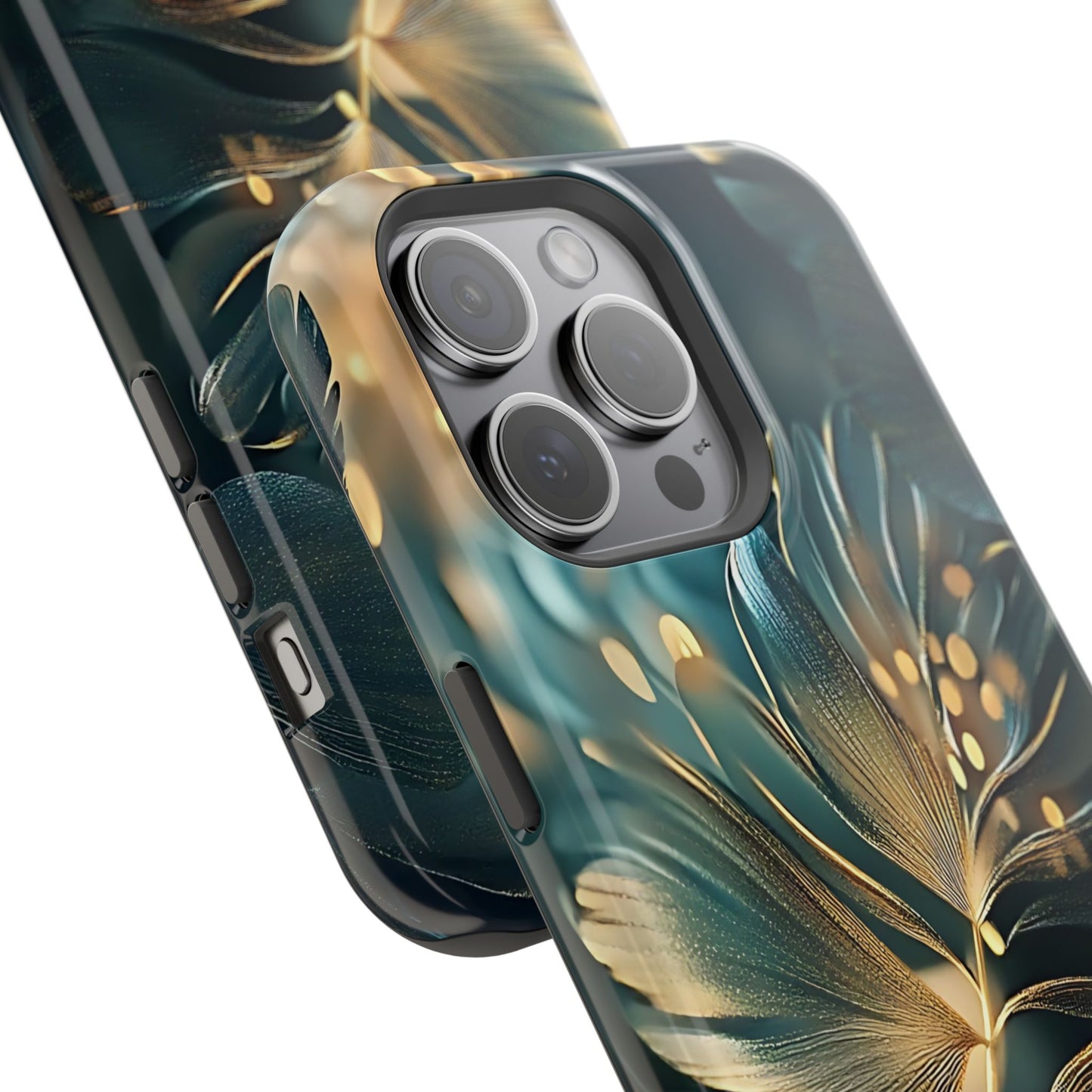 Green Floral Magnetic Tough Cases - iphone Magsafe Dual layer case for extra durability