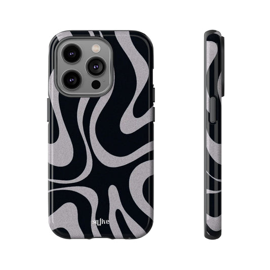 Black Grey Swirl Tough Cases