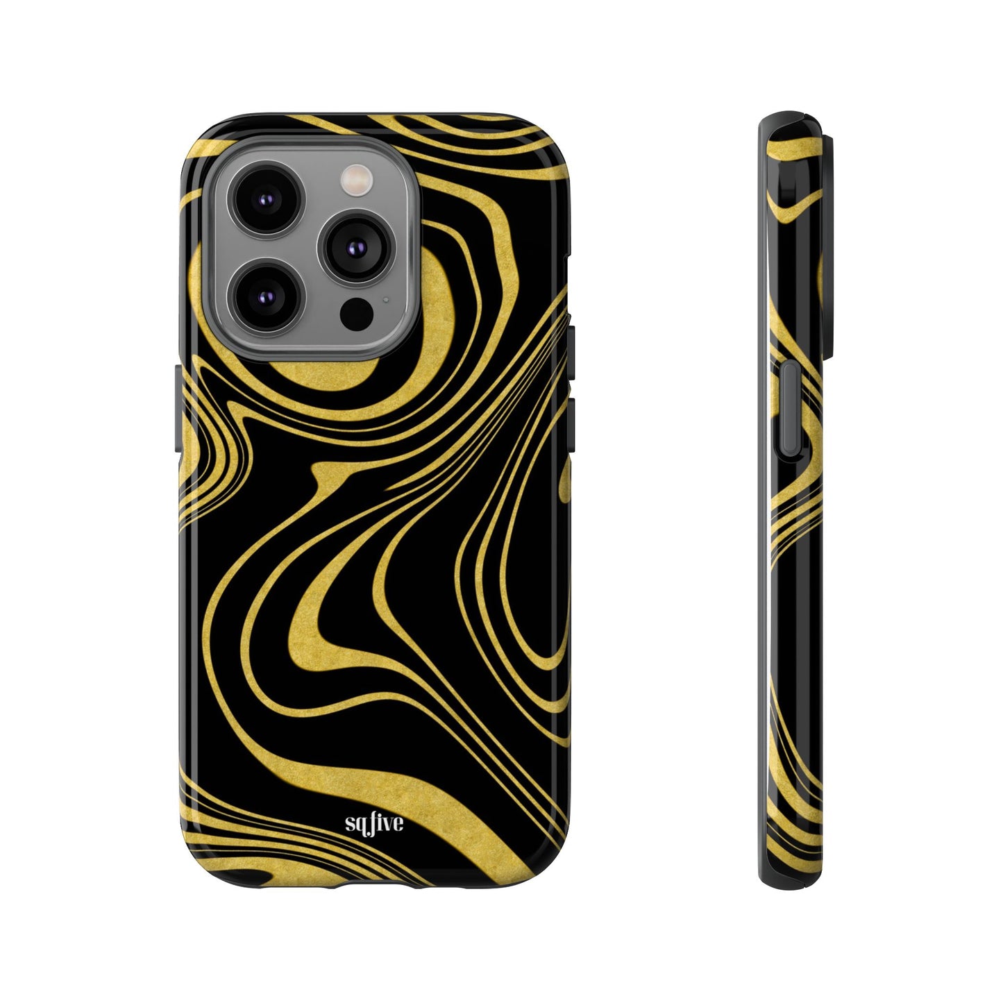 Black Yellow Wavy Tough Cases