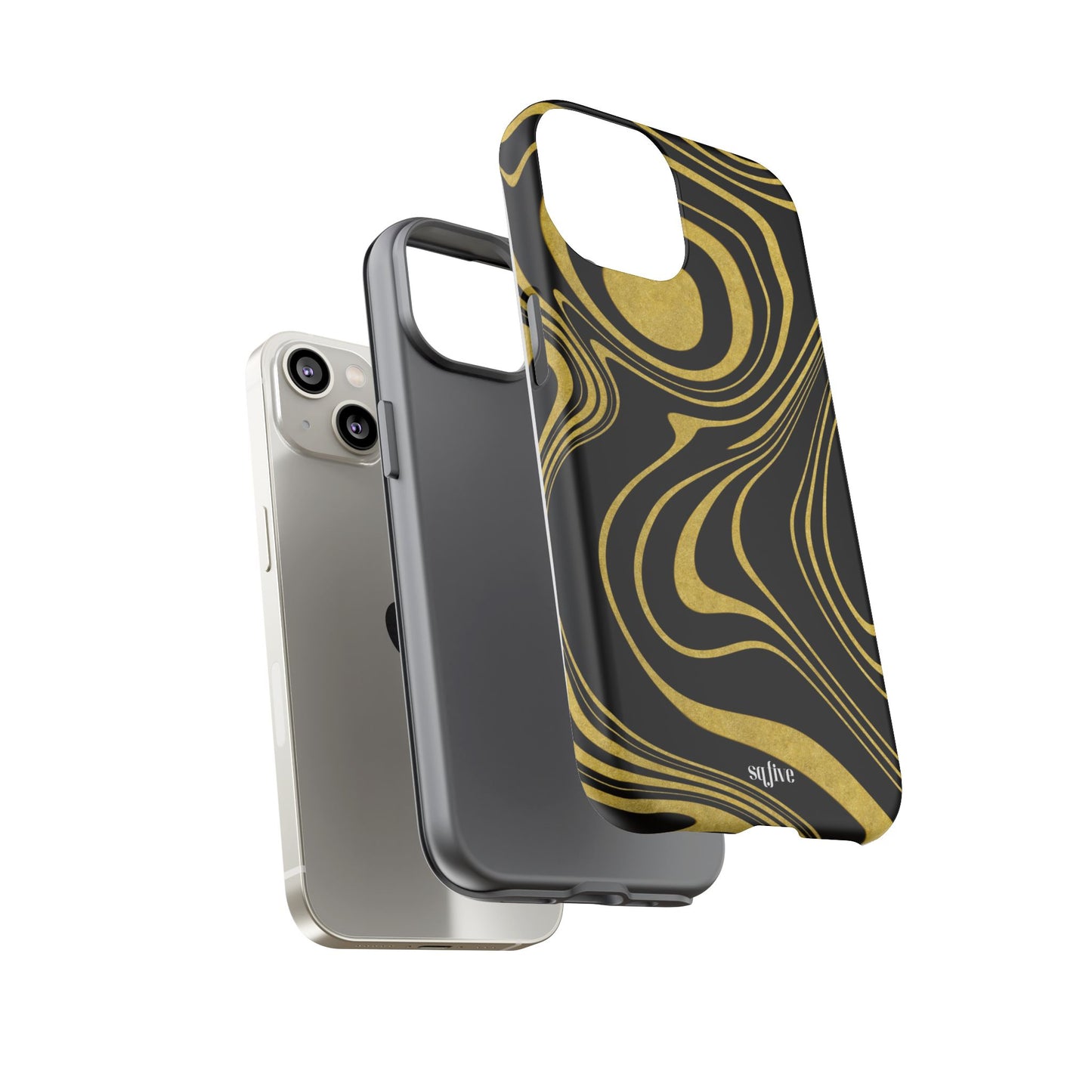 Black Yellow Wavy Tough Cases