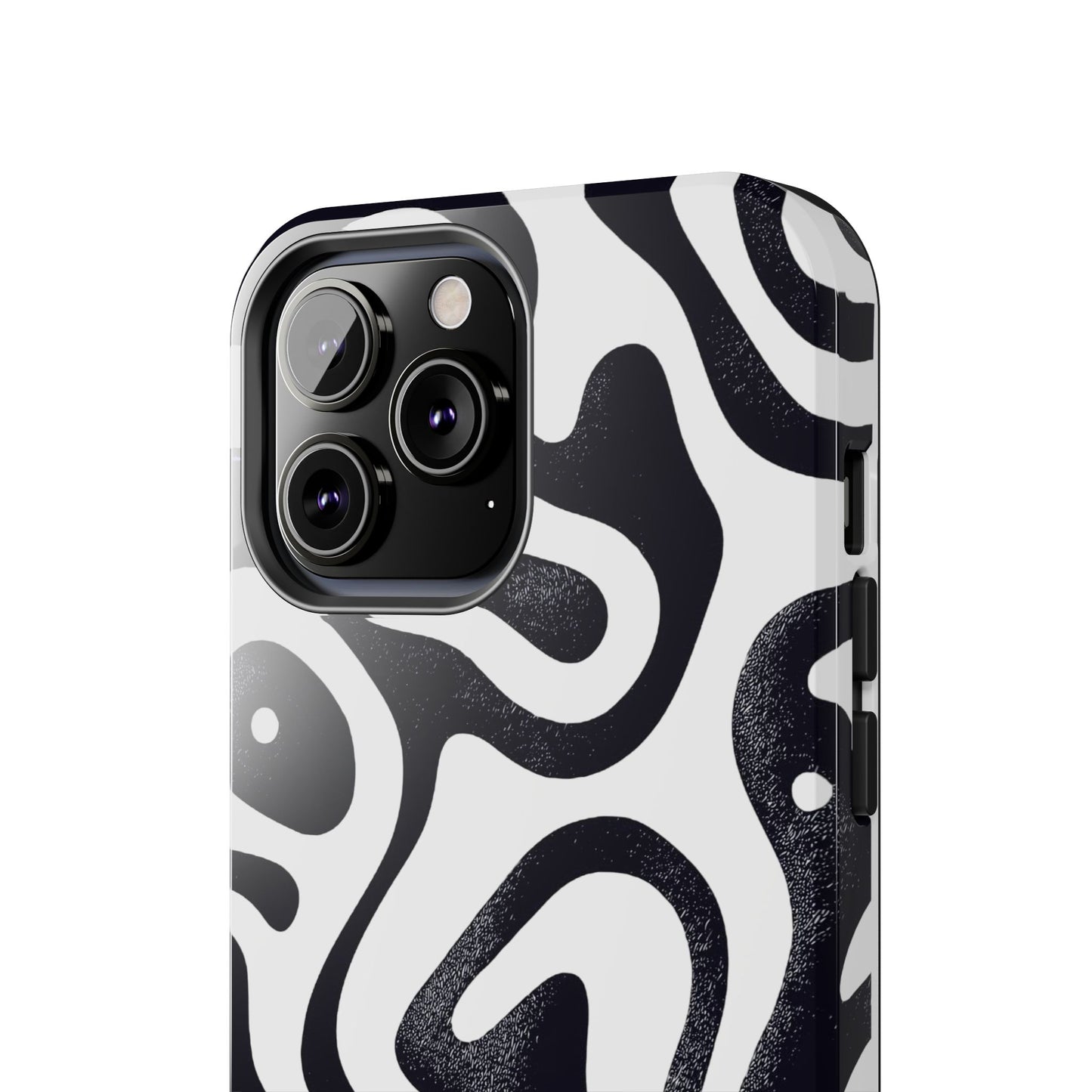 Black White wavy pattern Tough Phone Cases