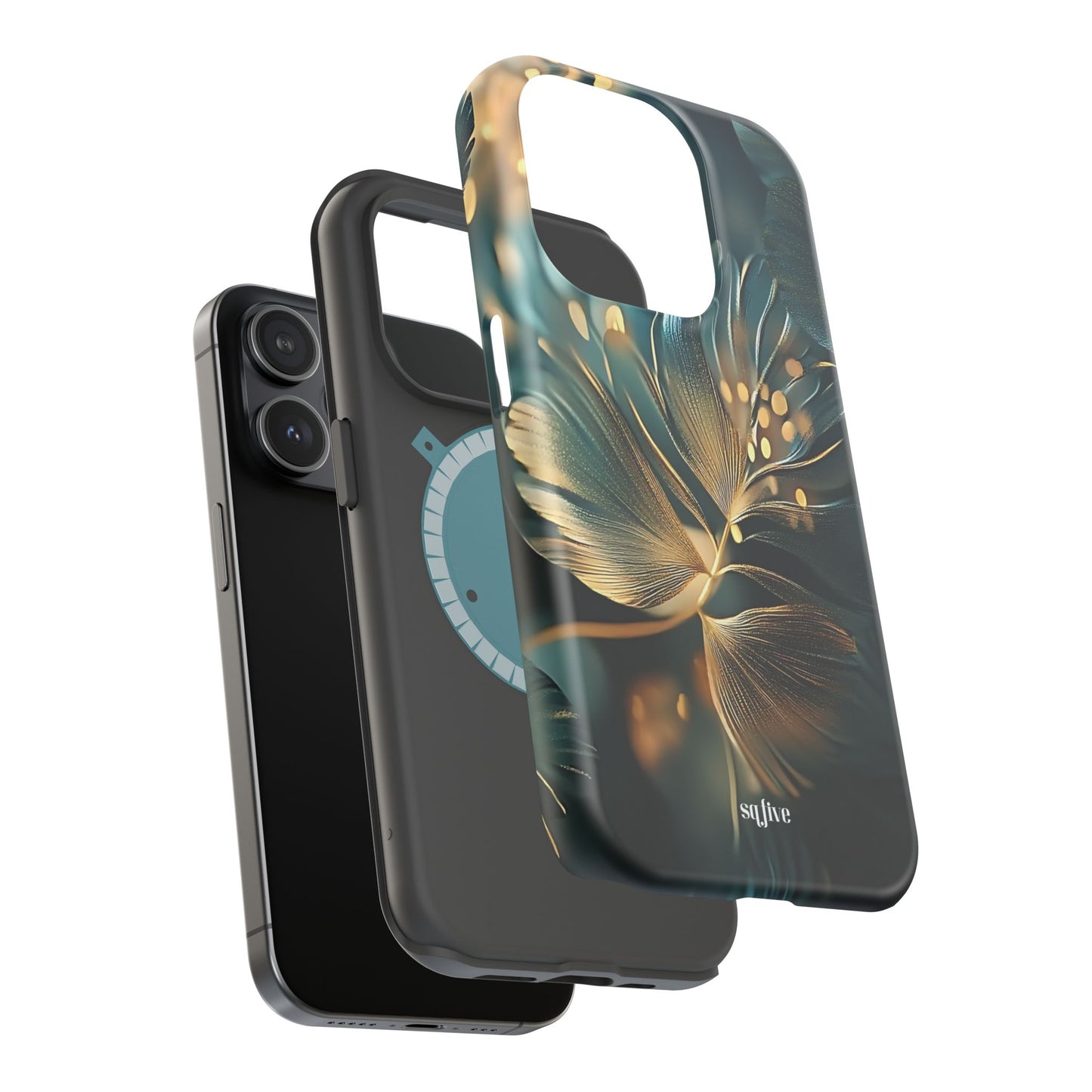 Green Floral Magnetic Tough Cases - iphone Magsafe Dual layer case for extra durability