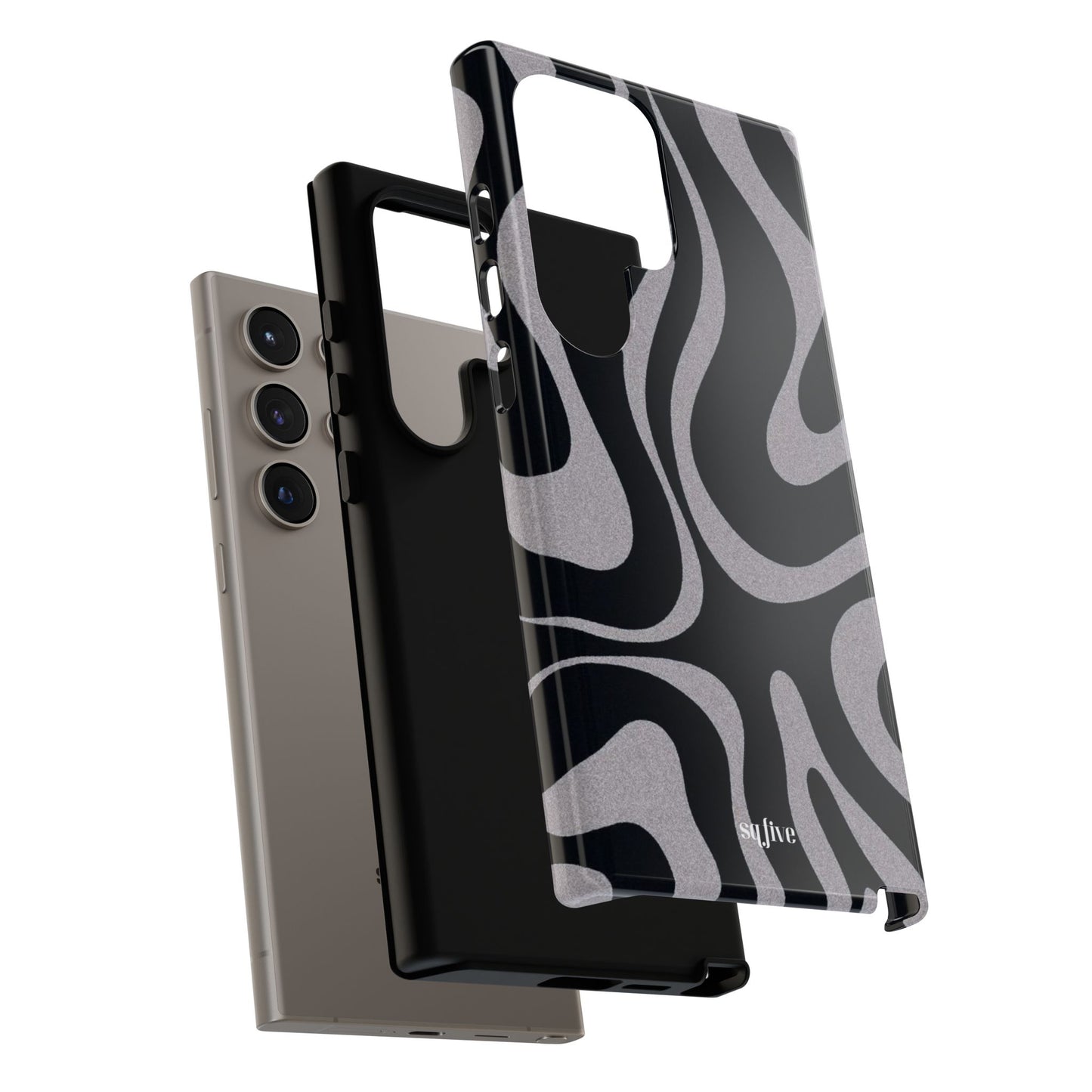 Black Grey Swirl Tough Cases