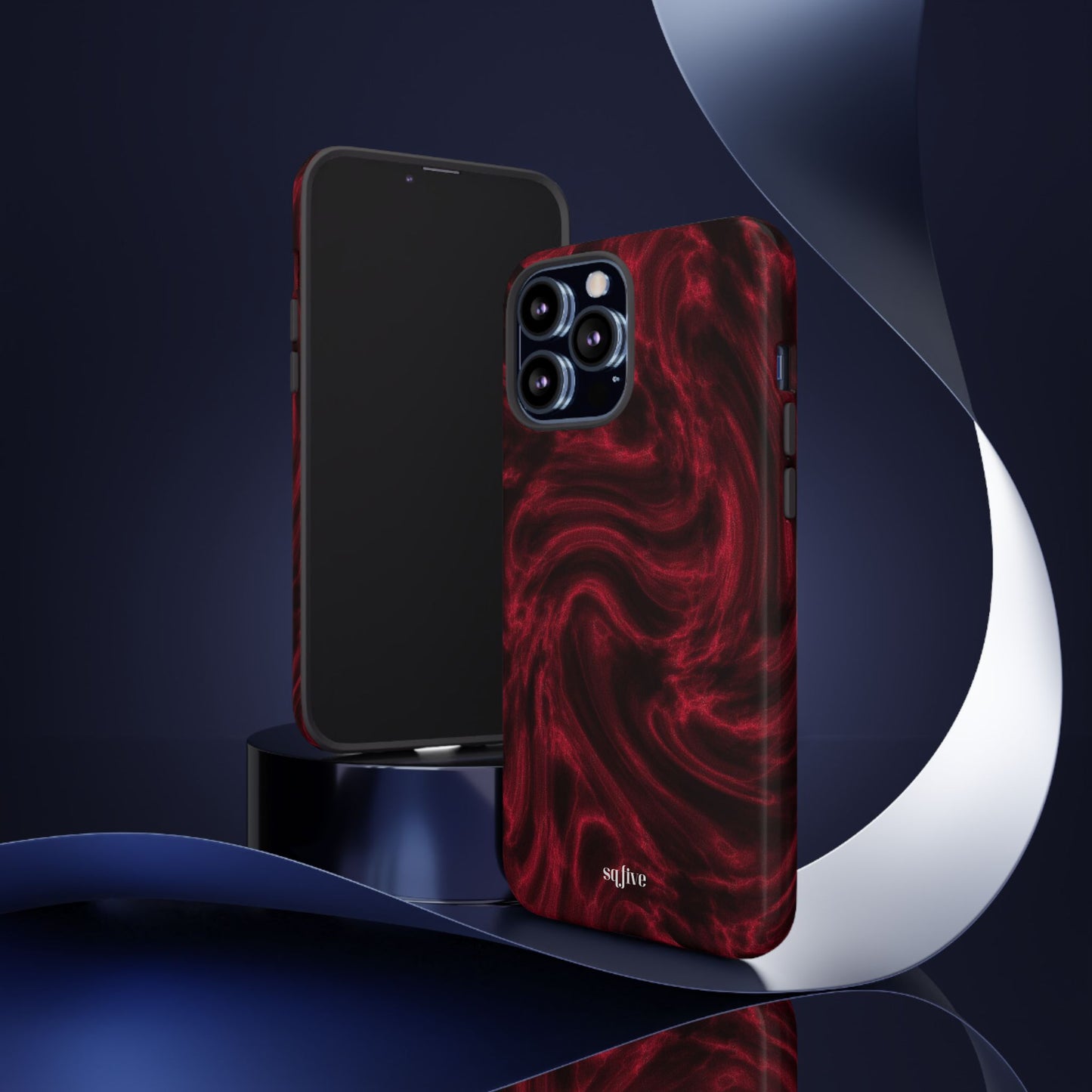 Red Wavy pattern Tough Cases