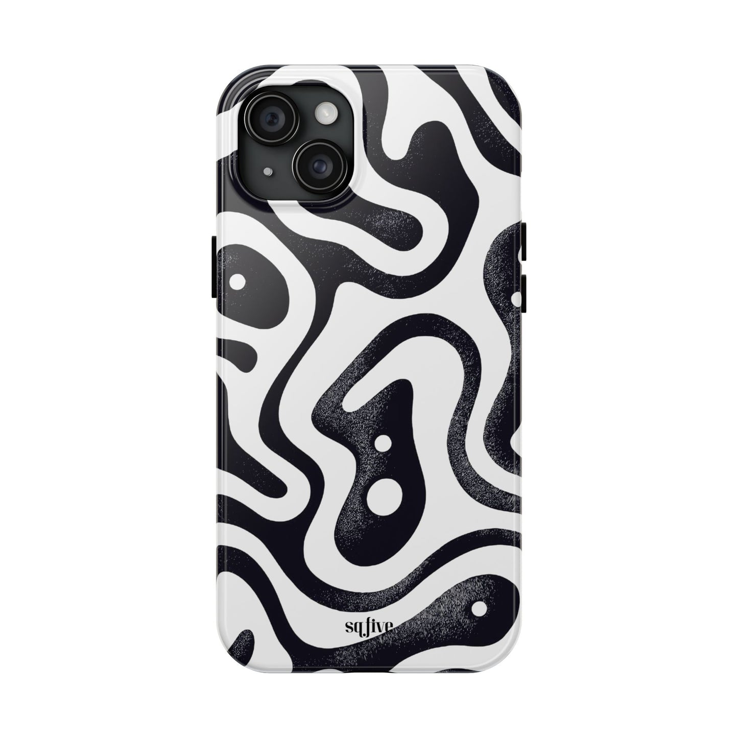 Black White wavy pattern Tough Phone Cases