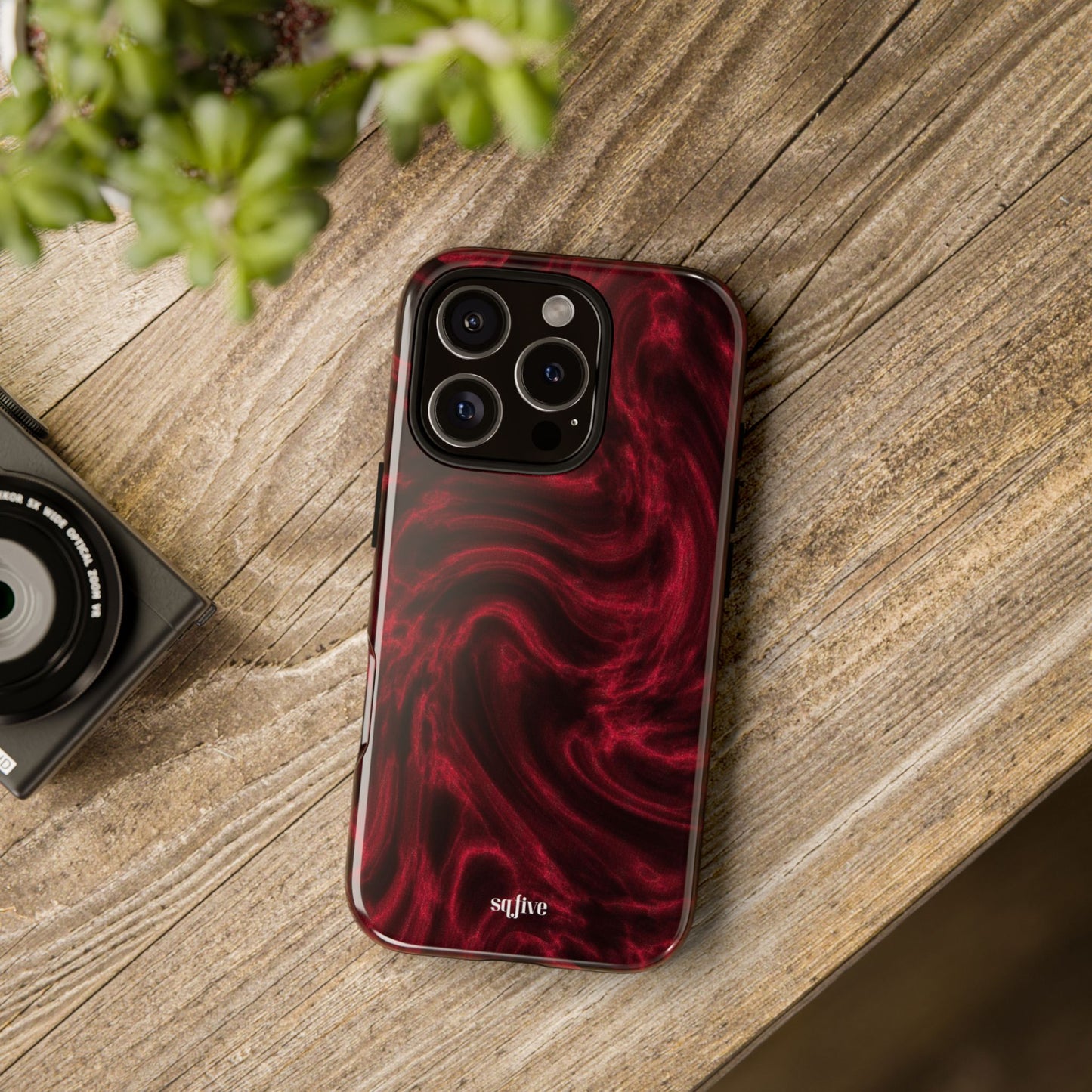 Red Wavy pattern Tough Cases