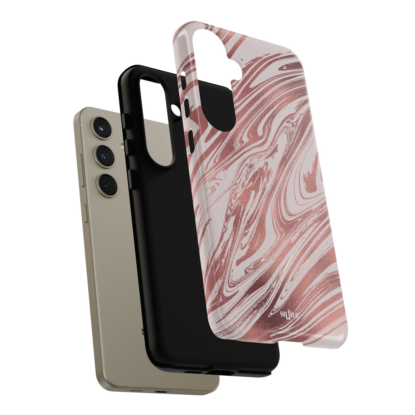 Rose Gold Marble Finish Phone Case, Stylish Phone Cover, Tough Protective Case, Trendy Accessory