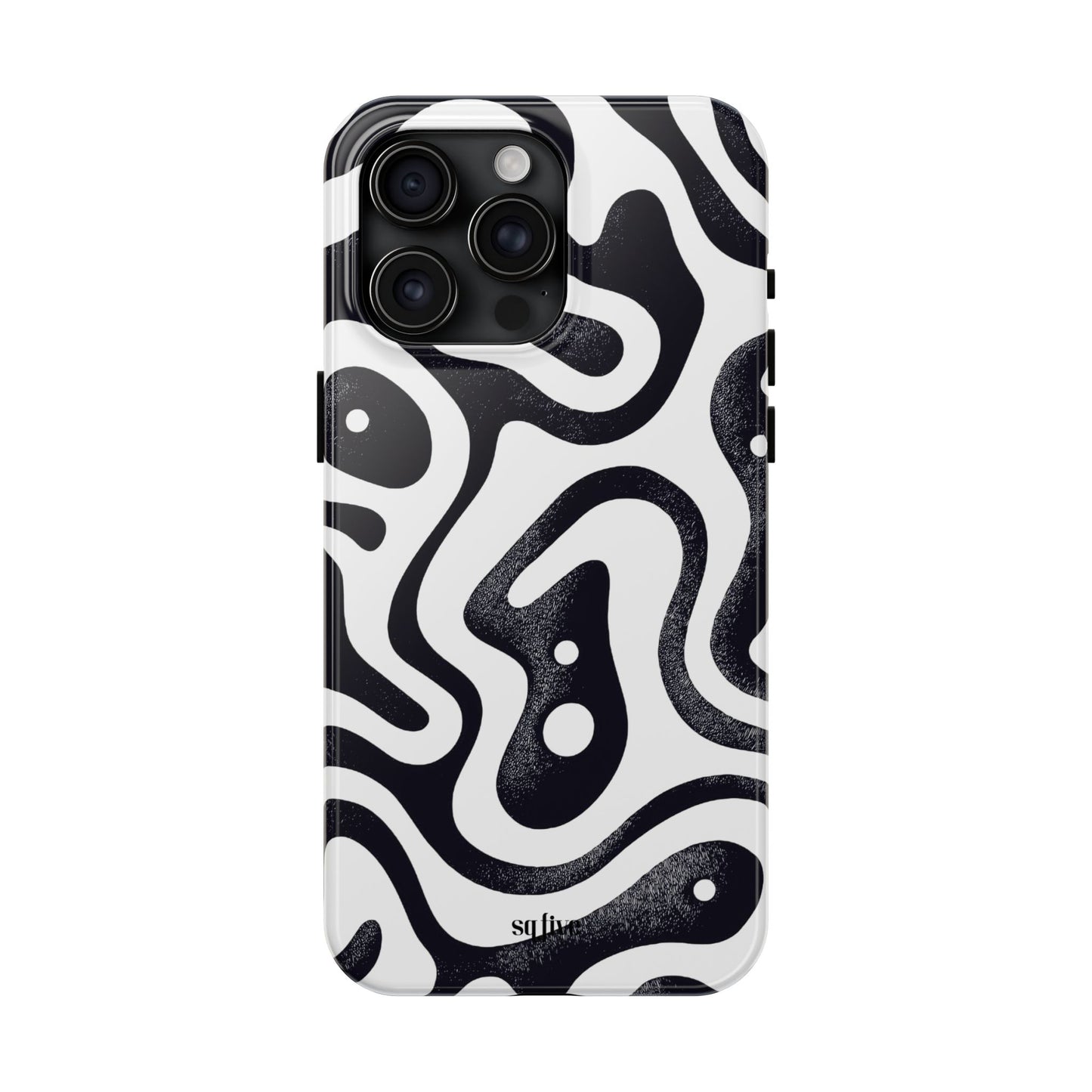 Black White wavy pattern Tough Phone Cases