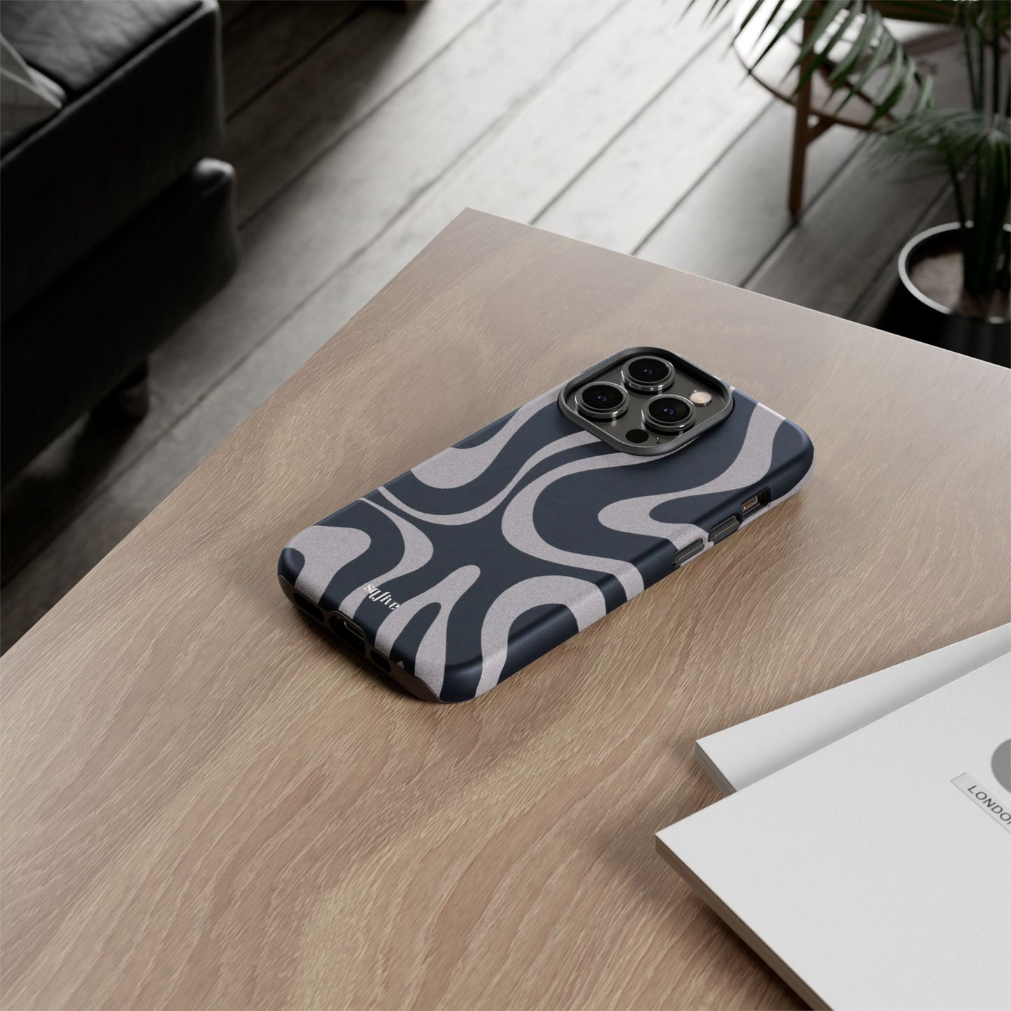 Black Grey Swirl Tough Cases