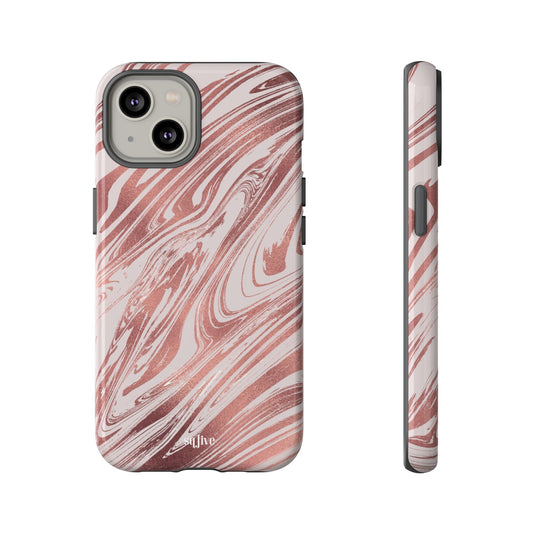 Rose Gold Marble Finish Phone Case, Stylish Phone Cover, Tough Protective Case, Trendy Accessory