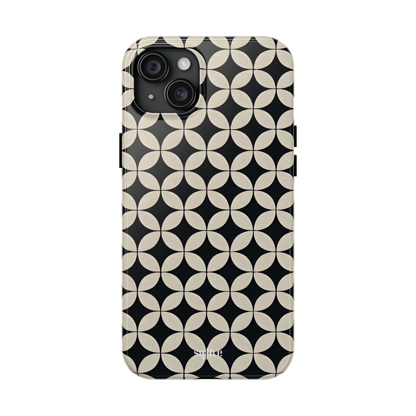 Stylish Tough Phone Case for Trendsetters, Black & Cream Pattern, Durable Protection, Unique Gift, Modern Design, Everyday Use