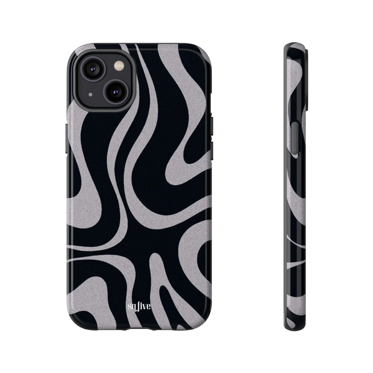 Black Grey Swirl Tough Cases