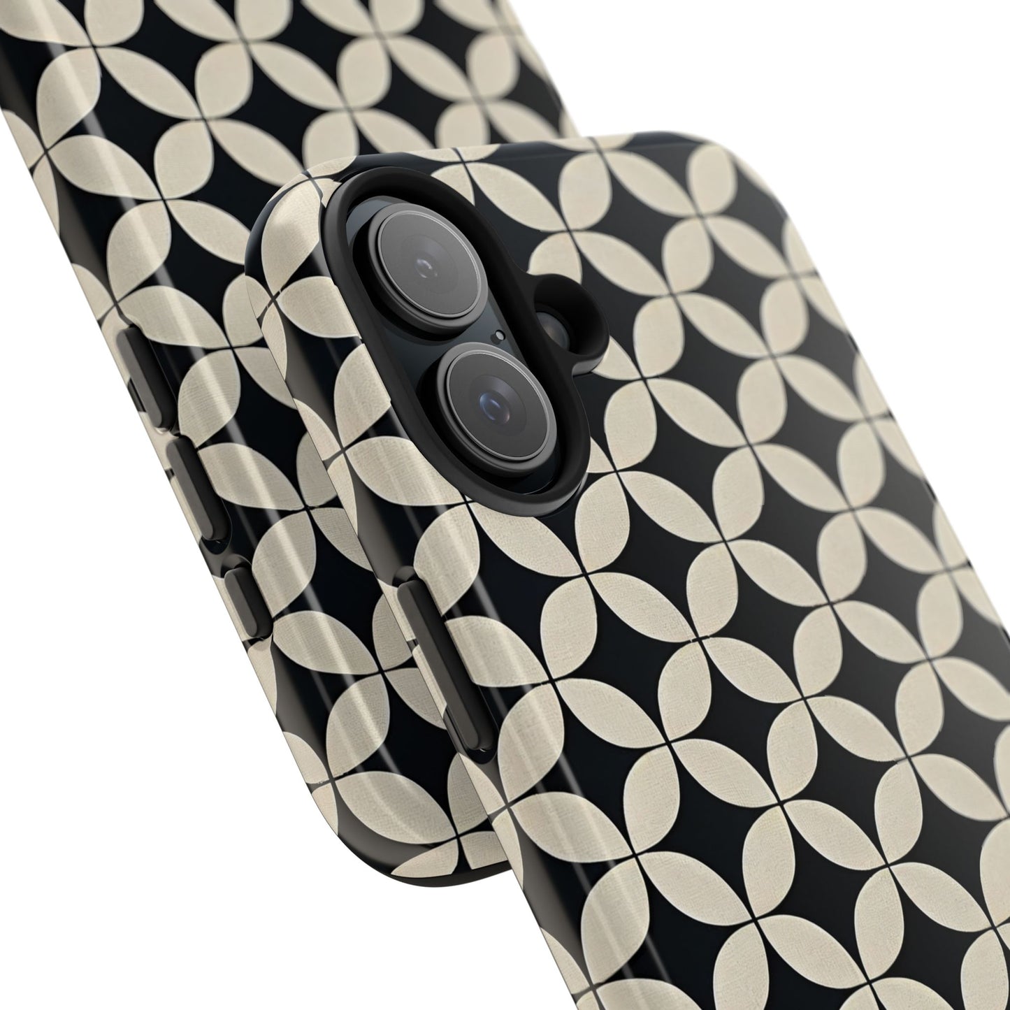 Stylish Tough Phone Case for Trendsetters, Black & Cream Pattern, Durable Protection, Unique Gift, Modern Design, Everyday Use