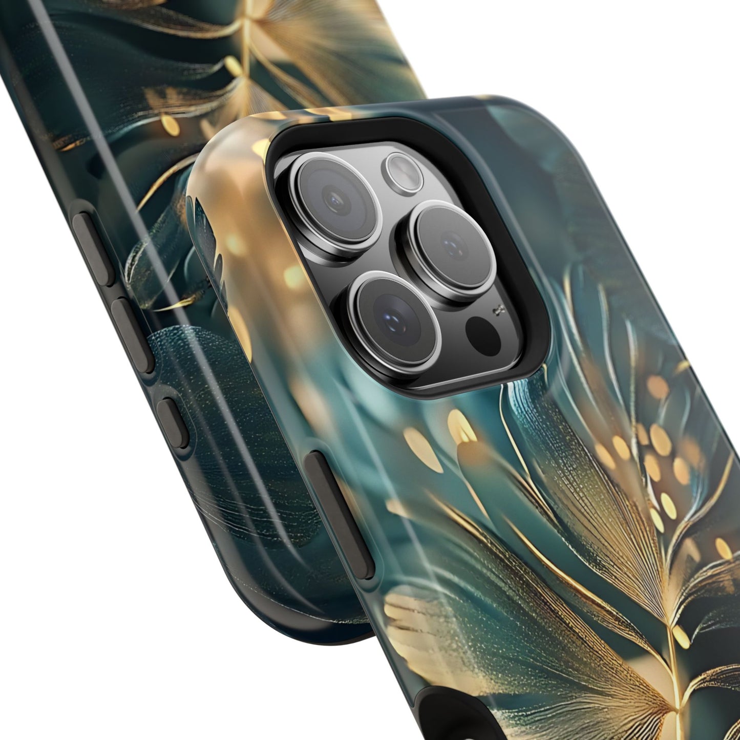 Green Floral Magnetic Tough Cases - iphone Magsafe Dual layer case for extra durability