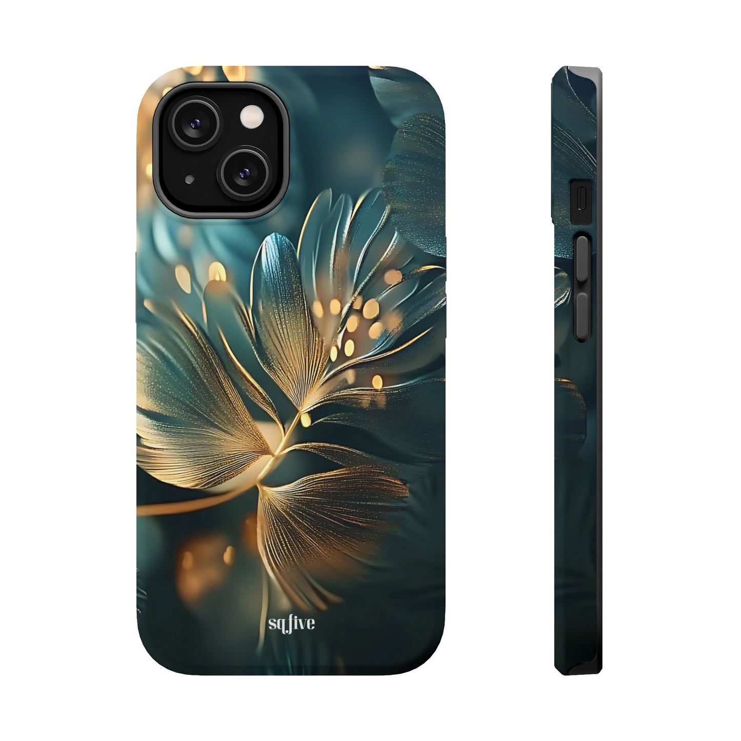 Green Floral Magnetic Tough Cases - iphone Magsafe Dual layer case for extra durability