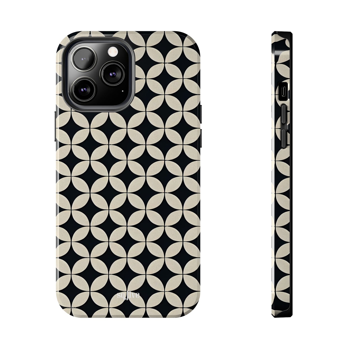 Stylish Tough Phone Case for Trendsetters, Black & Cream Pattern, Durable Protection, Unique Gift, Modern Design, Everyday Use