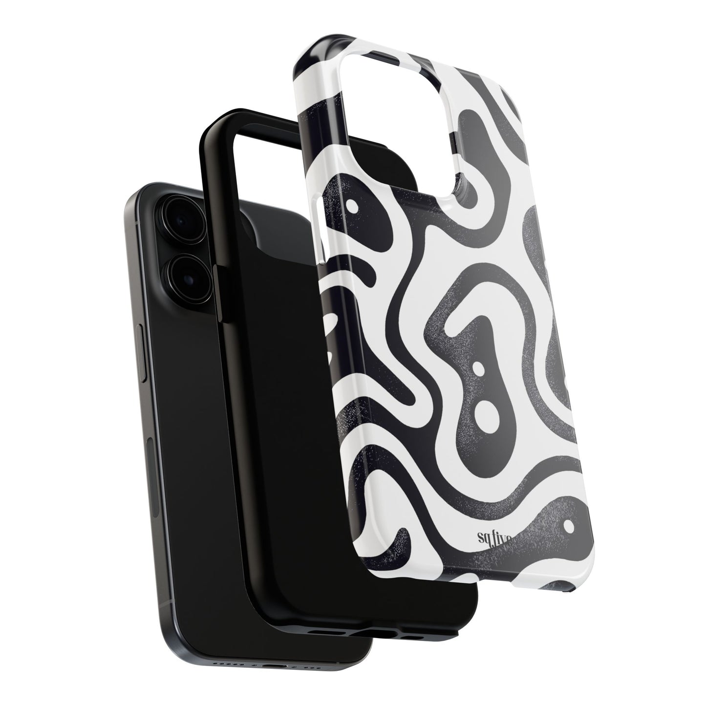 Black White wavy pattern Tough Phone Cases