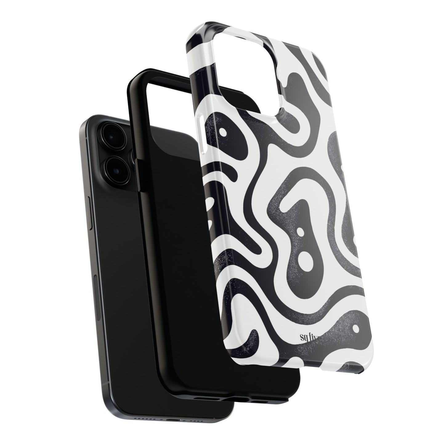 Black White wavy pattern Tough Phone Cases