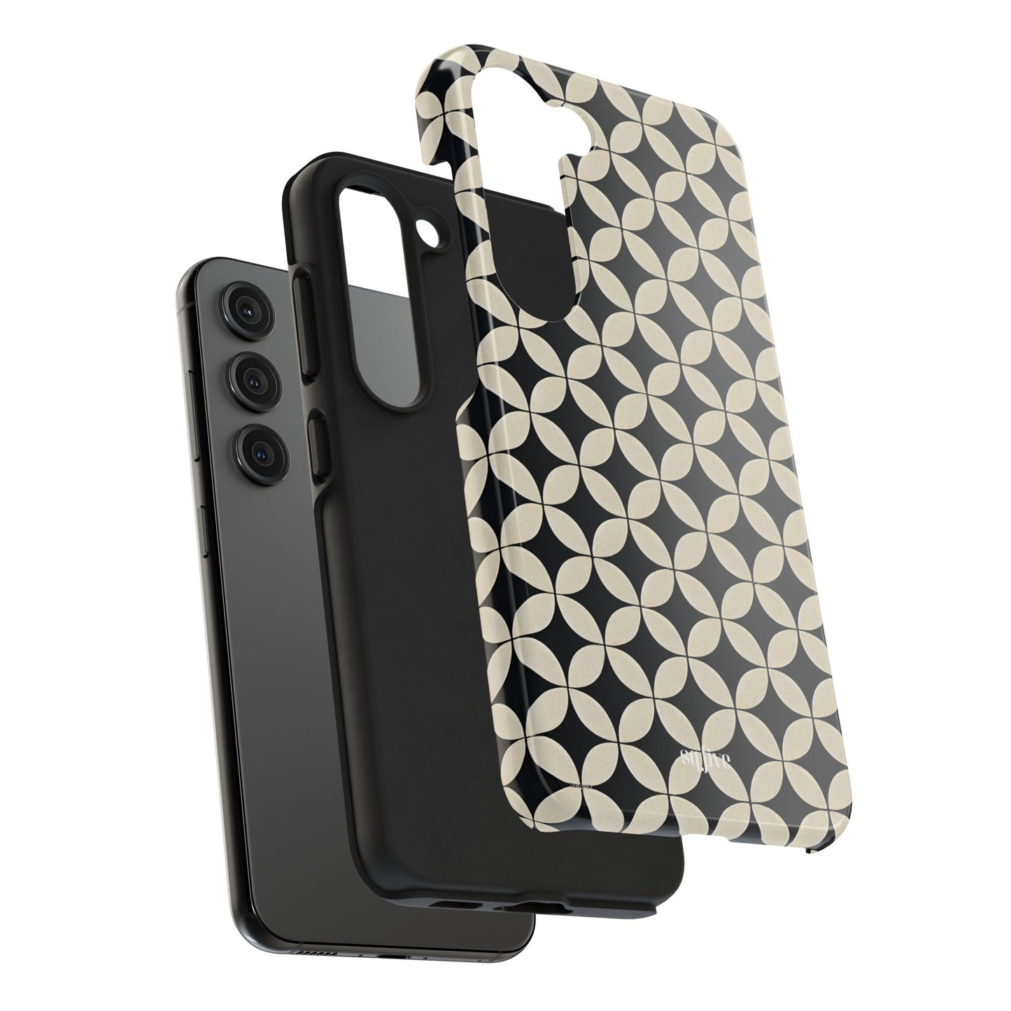 Stylish Tough Phone Case for Trendsetters, Black & Cream Pattern, Durable Protection, Unique Gift, Modern Design, Everyday Use