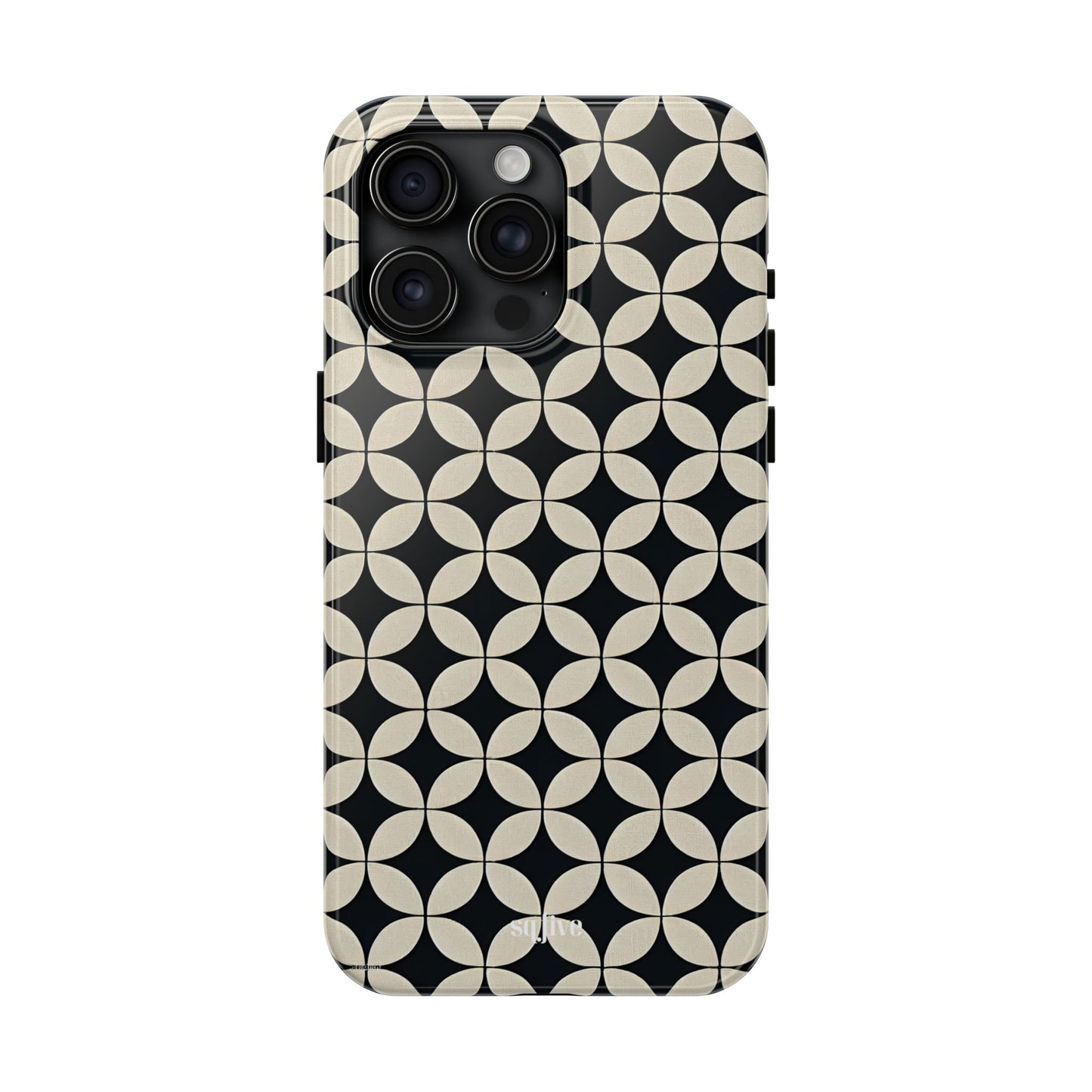 Stylish Tough Phone Case for Trendsetters, Black & Cream Pattern, Durable Protection, Unique Gift, Modern Design, Everyday Use