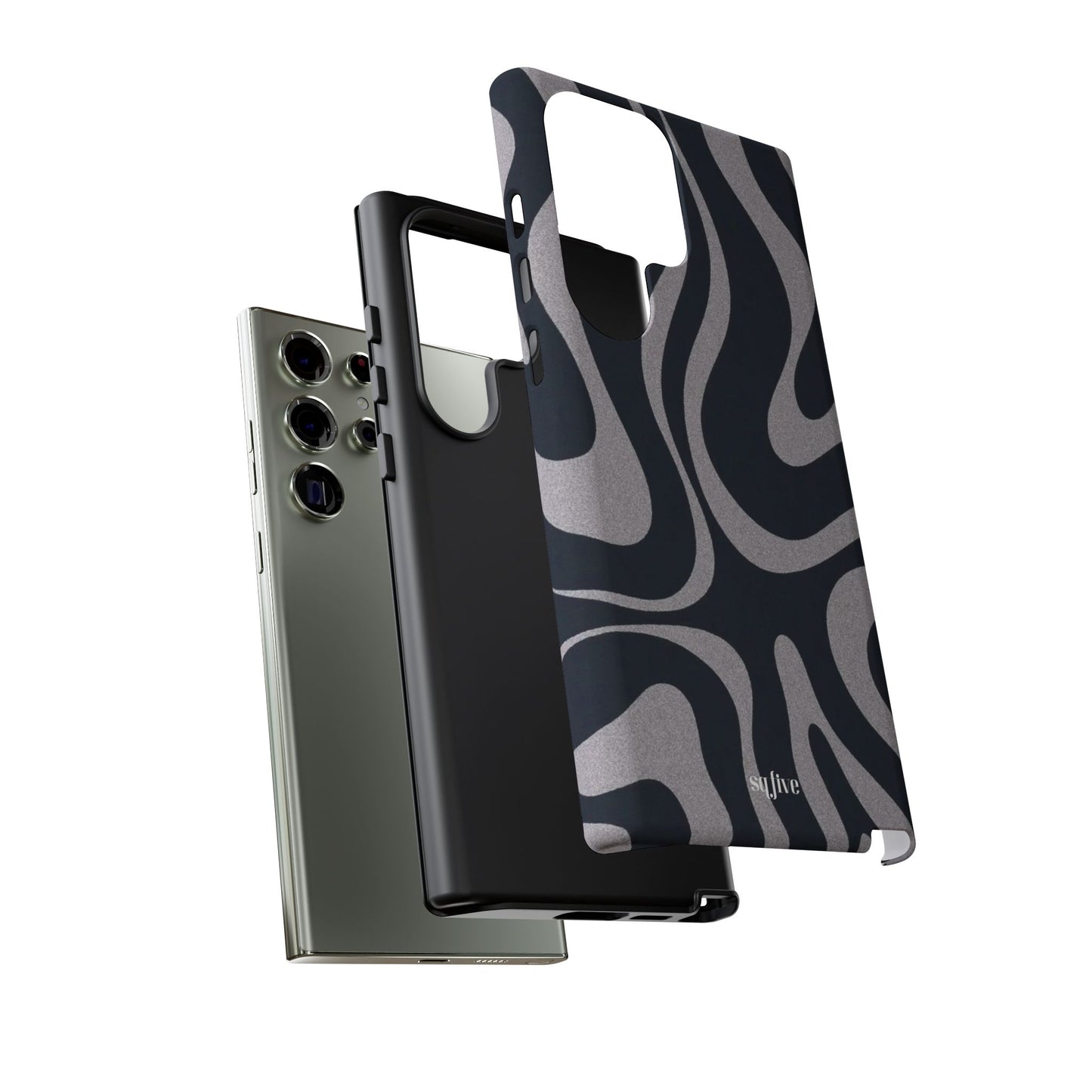 Black Grey Swirl Tough Cases