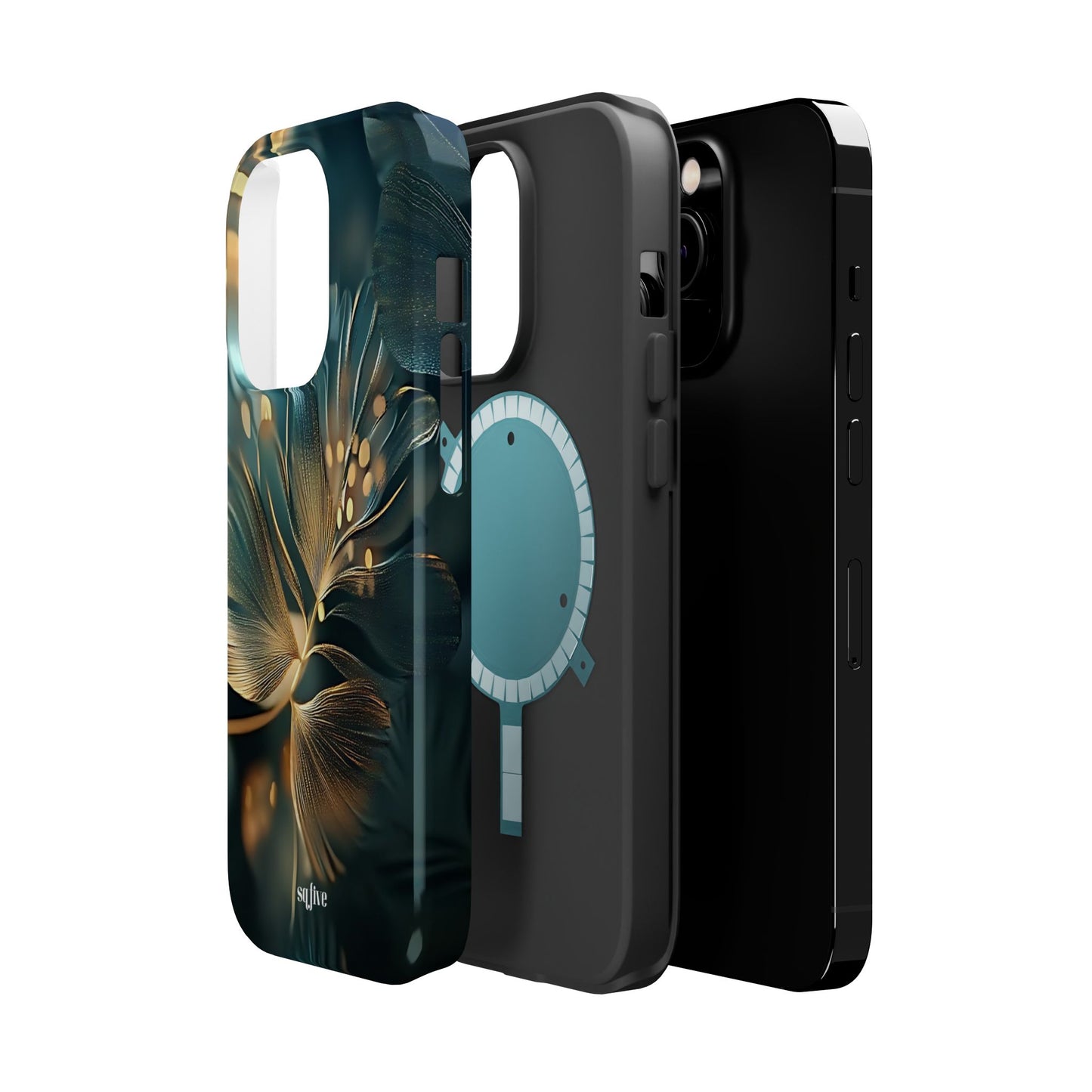 Green Floral Magnetic Tough Cases - iphone Magsafe Dual layer case for extra durability