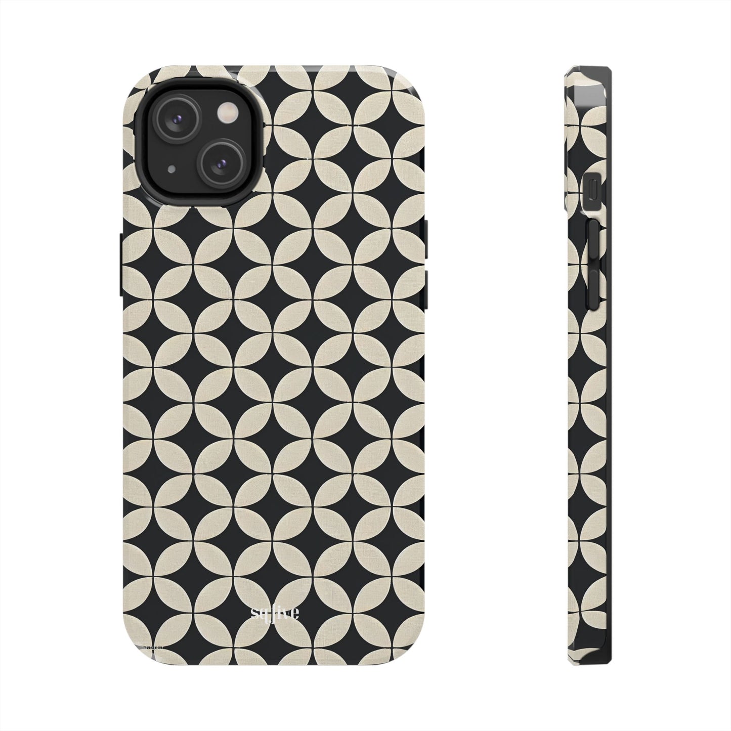 Stylish Tough Phone Case for Trendsetters, Black & Cream Pattern, Durable Protection, Unique Gift, Modern Design, Everyday Use