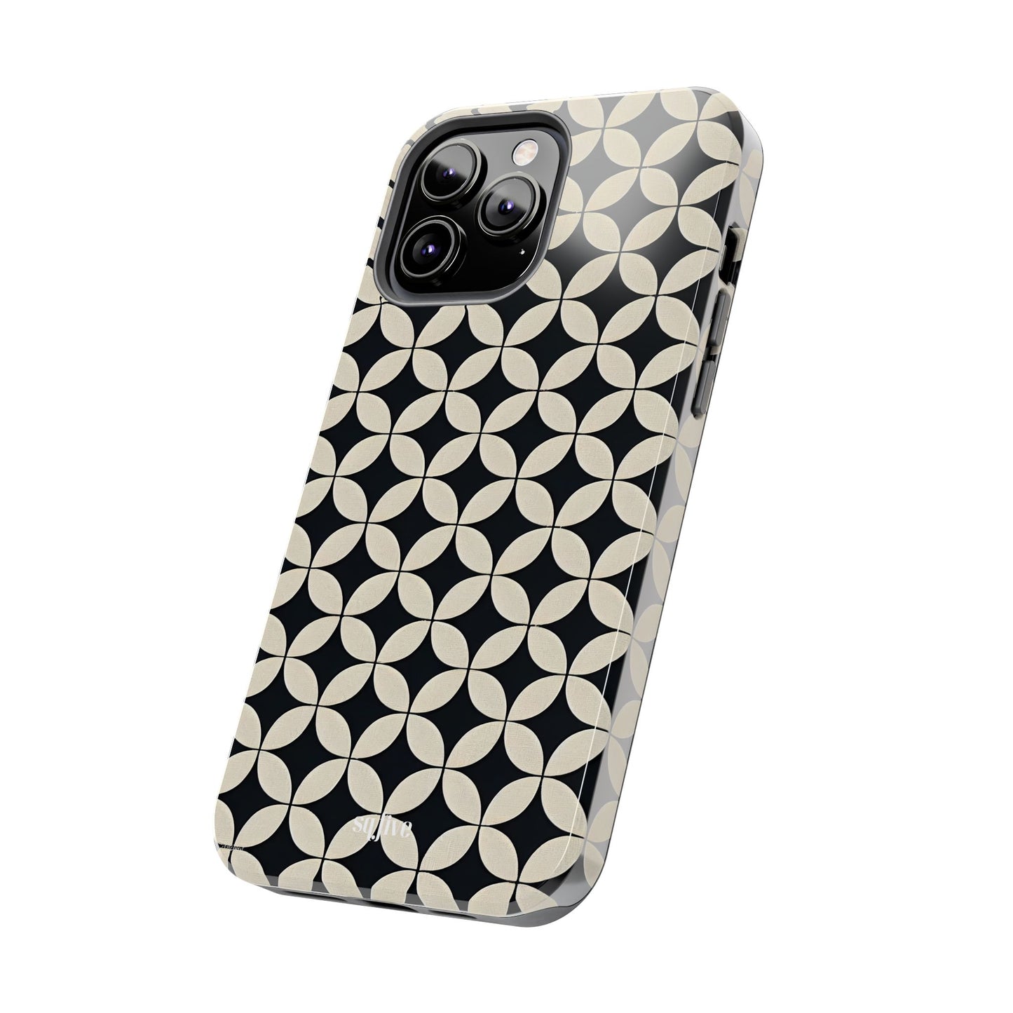 Stylish Tough Phone Case for Trendsetters, Black & Cream Pattern, Durable Protection, Unique Gift, Modern Design, Everyday Use