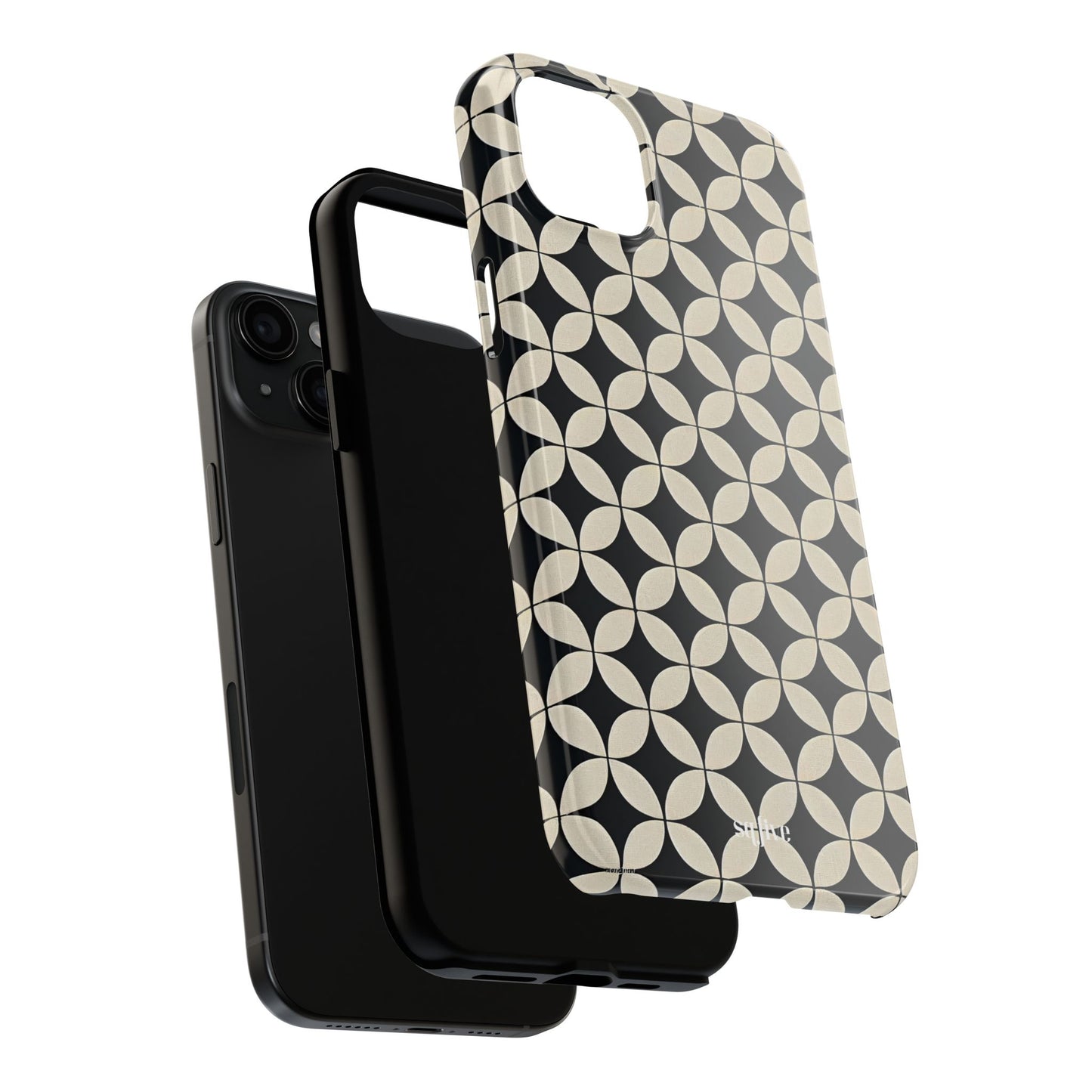 Stylish Tough Phone Case for Trendsetters, Black & Cream Pattern, Durable Protection, Unique Gift, Modern Design, Everyday Use