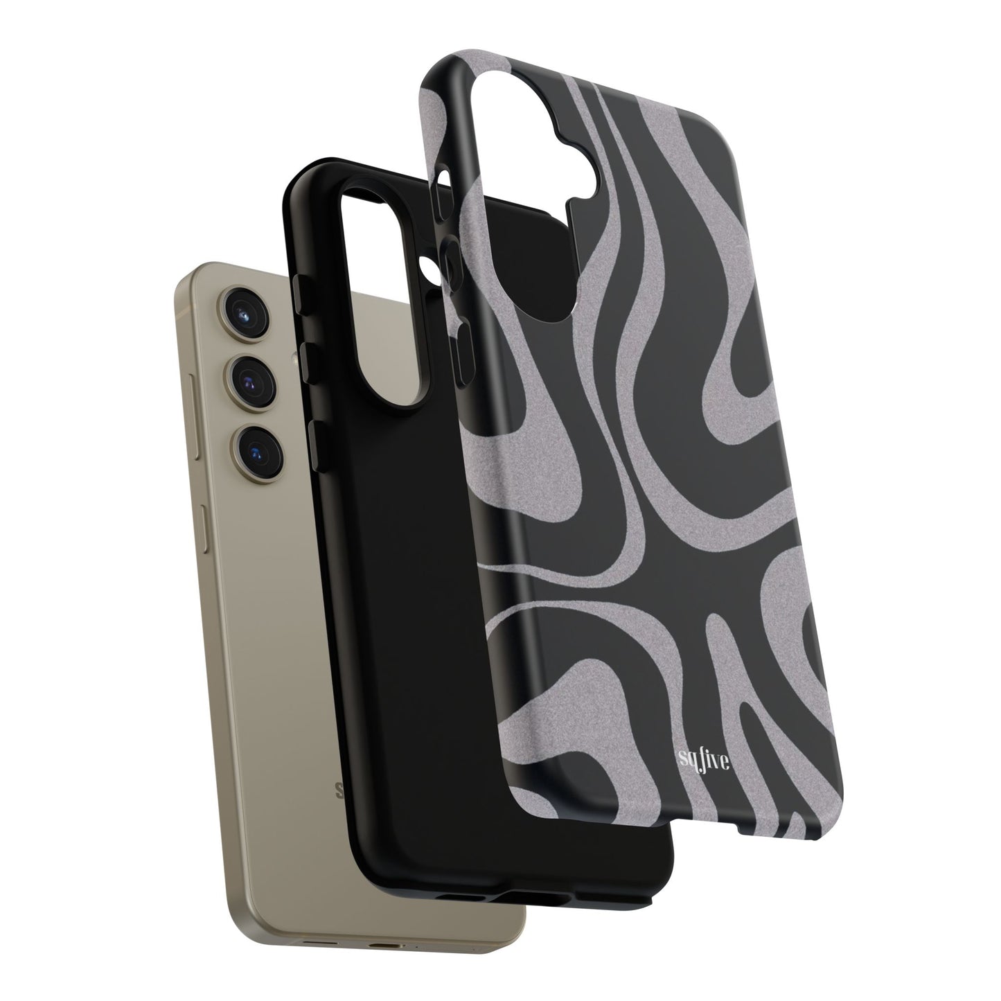 Black Grey Swirl Tough Cases