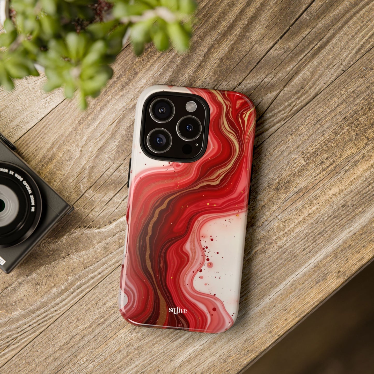 Abstract Marble Phone Case | Tough Cases, Artistic Phone Cover, Red Marble Design, Gift for Her, Trendy Cell Phone Accessories