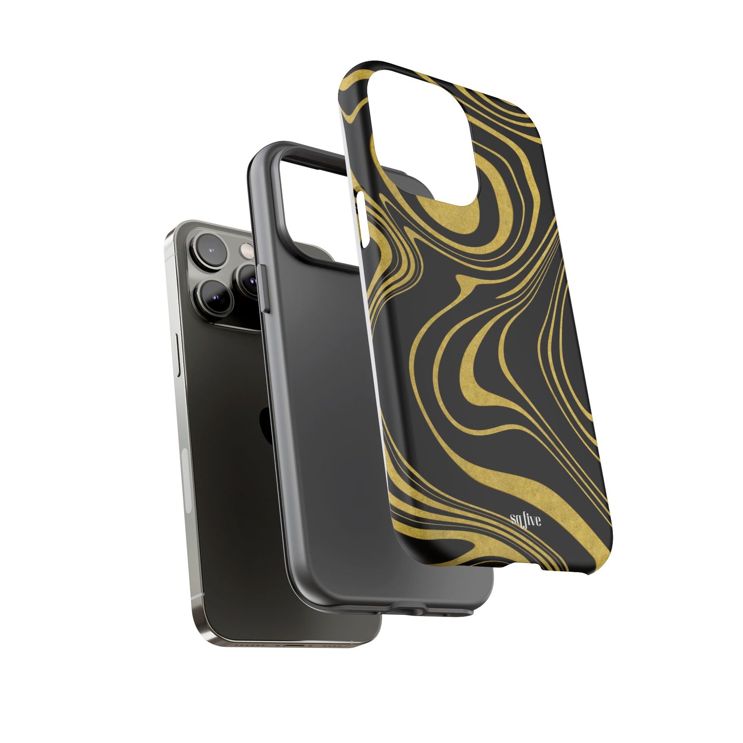 Black Yellow Wavy Tough Cases